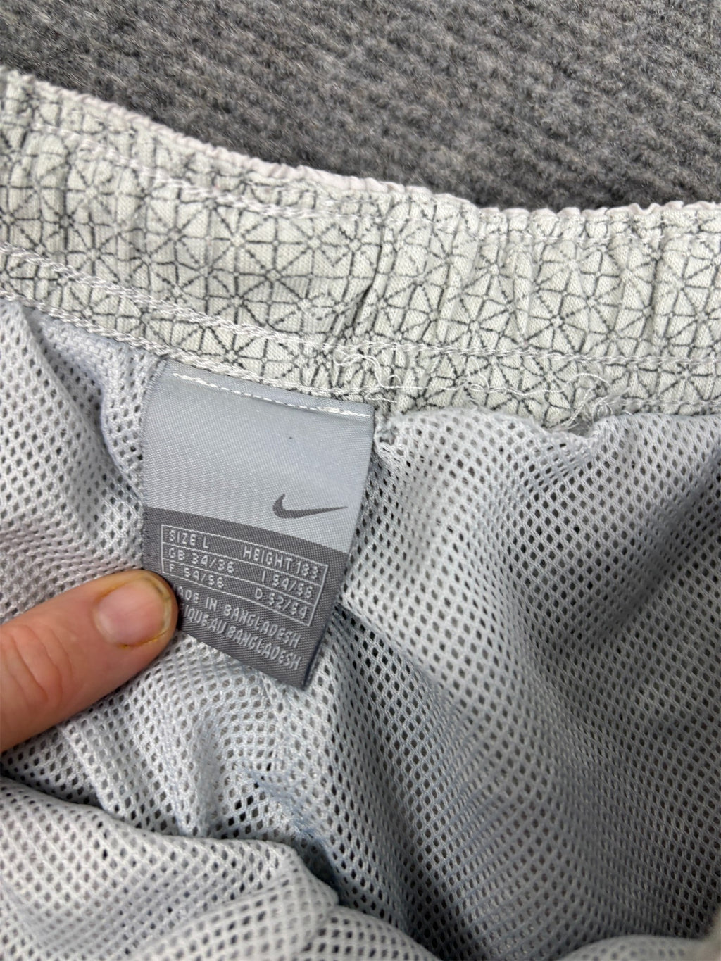 Vintage Y2K Nike Track Pants Men's L Grey Swoosh Mesh Details Baggy Joggers