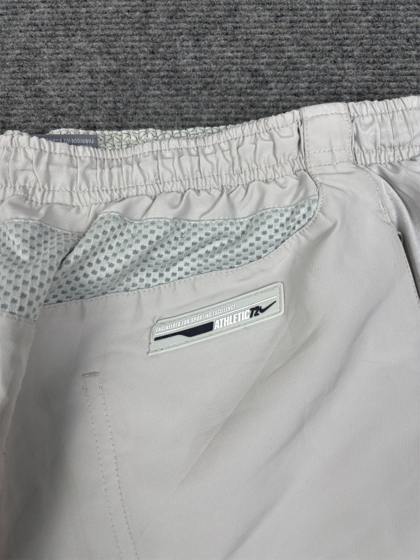 Vintage Y2K Nike Track Pants Men's L Grey Swoosh Mesh Details Baggy Joggers