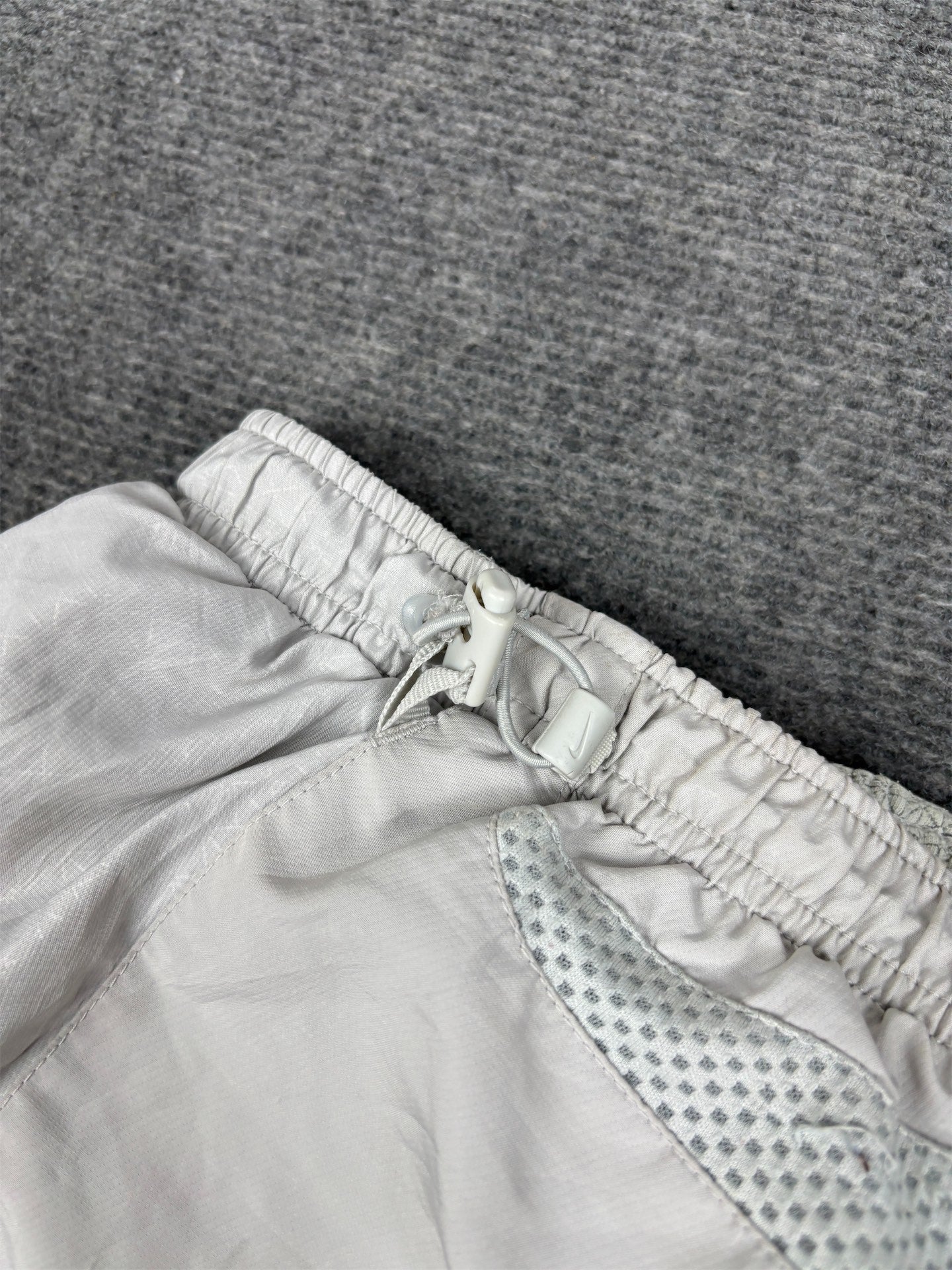 Vintage Y2K Nike Track Pants Men's L Grey Swoosh Mesh Details Baggy Joggers