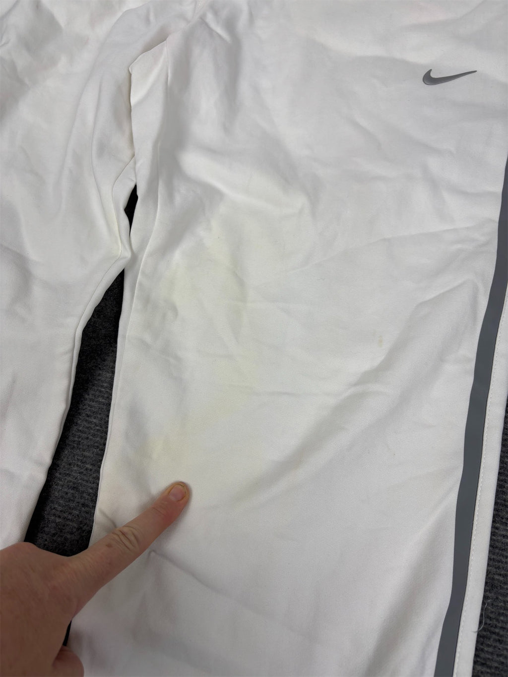 Classic Nike Golf Trousers Men's M White Grey Piping Swoosh Chino Pants Wide Leg
