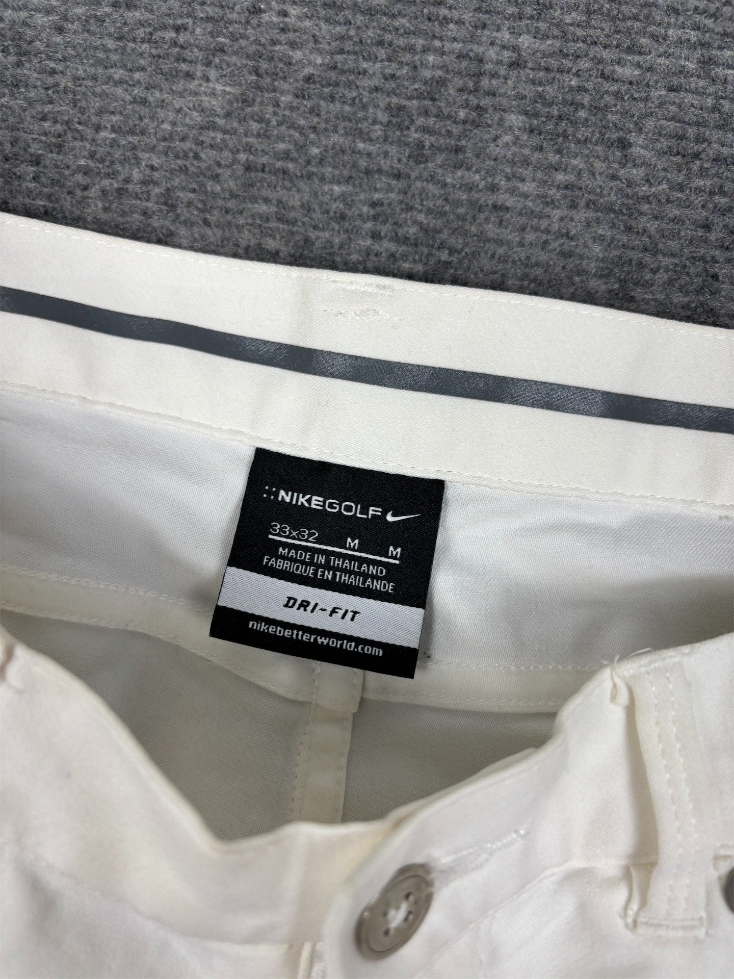 Classic Nike Golf Trousers Men's M White Grey Piping Swoosh Chino Pants Wide Leg