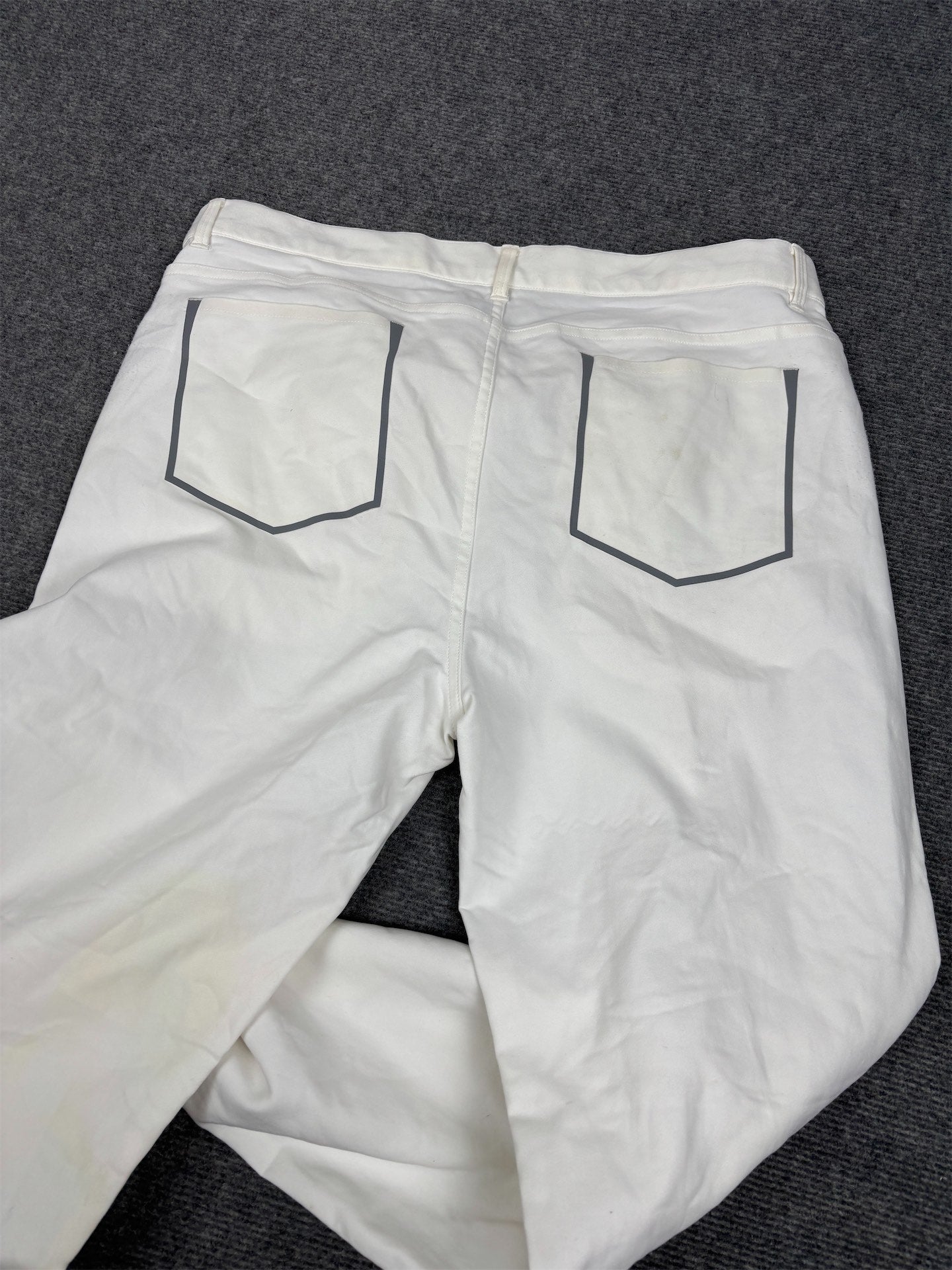 Classic Nike Golf Trousers Men's M White Grey Piping Swoosh Chino Pants Wide Leg
