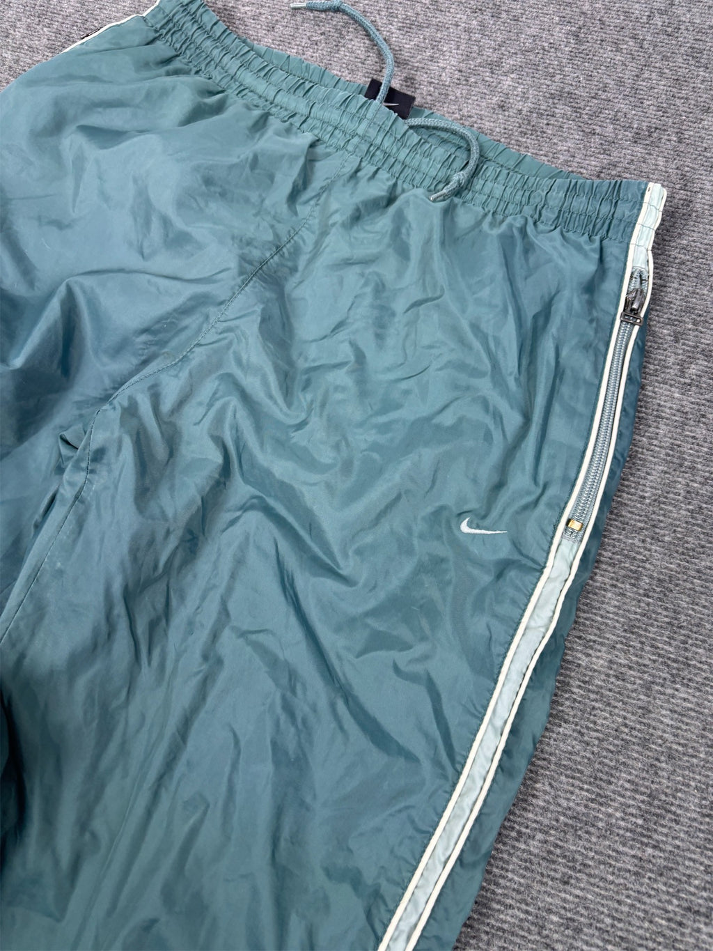 Vintage Y2K Nike Track Pants Women's S Green Piping Ankle Zip Premo Rare Joggers Wide Leg