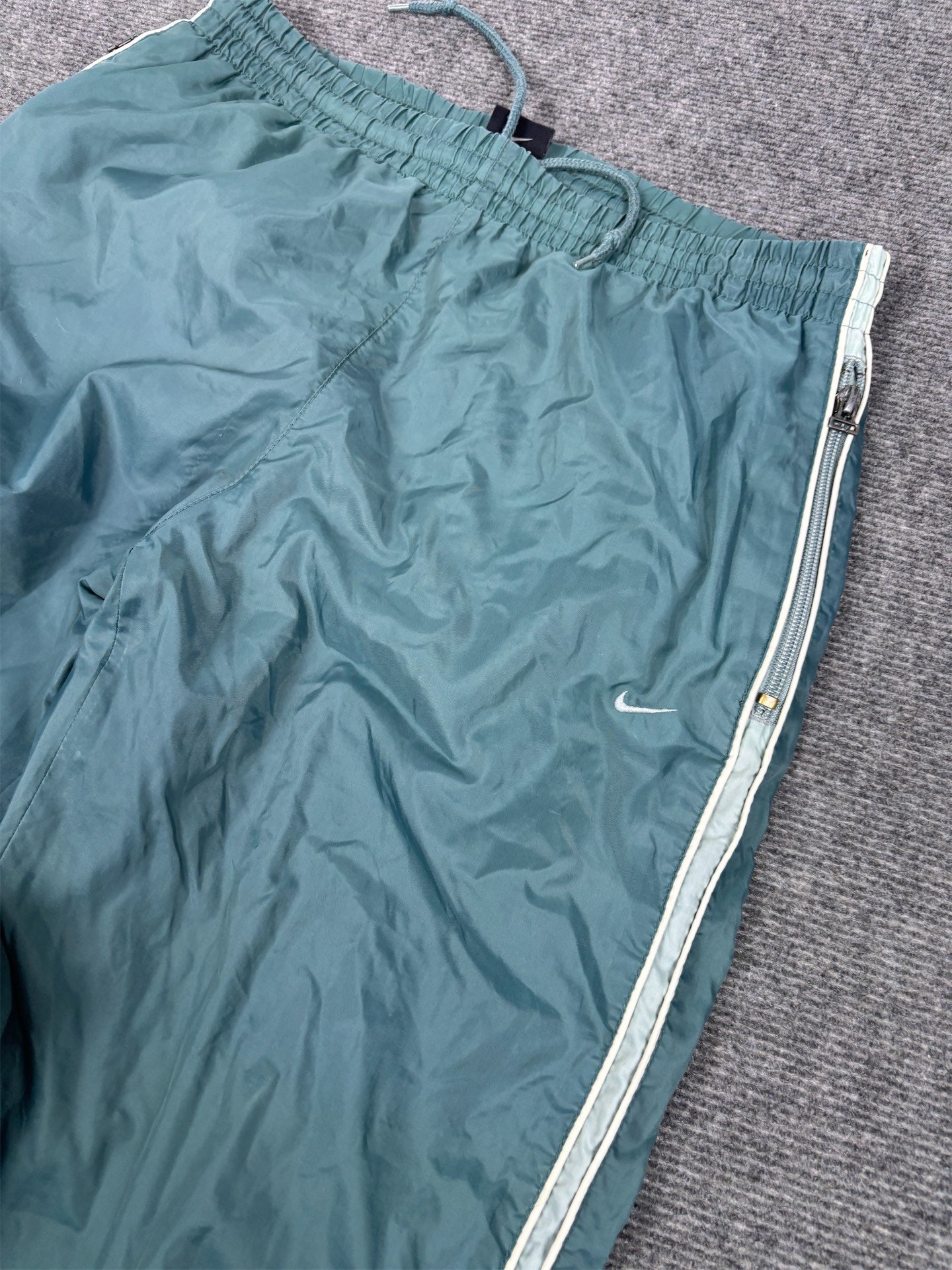 Vintage Y2K Nike Track Pants Women's S Green Piping Ankle Zip Premo Rare Joggers Wide Leg
