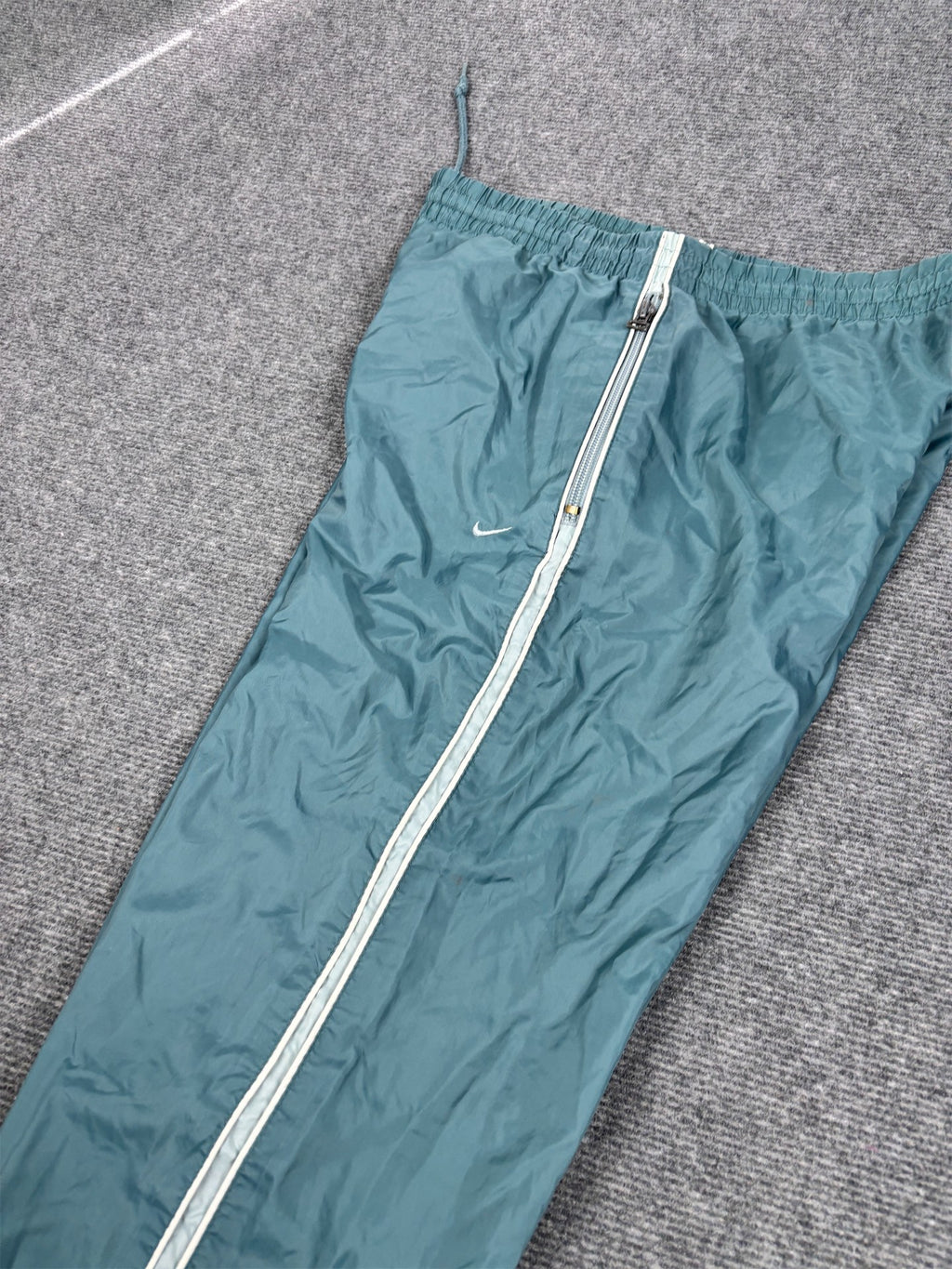 Vintage Y2K Nike Track Pants Women's S Green Piping Ankle Zip Premo Rare Joggers Wide Leg