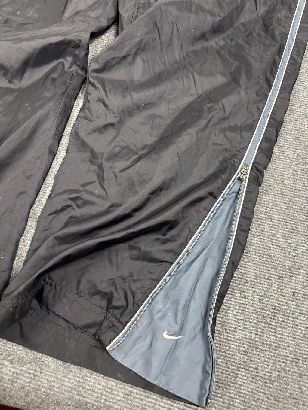 Vintage 90's Nike Track Pants Men's XL Black White Piping Ankle Swoosh Joggers