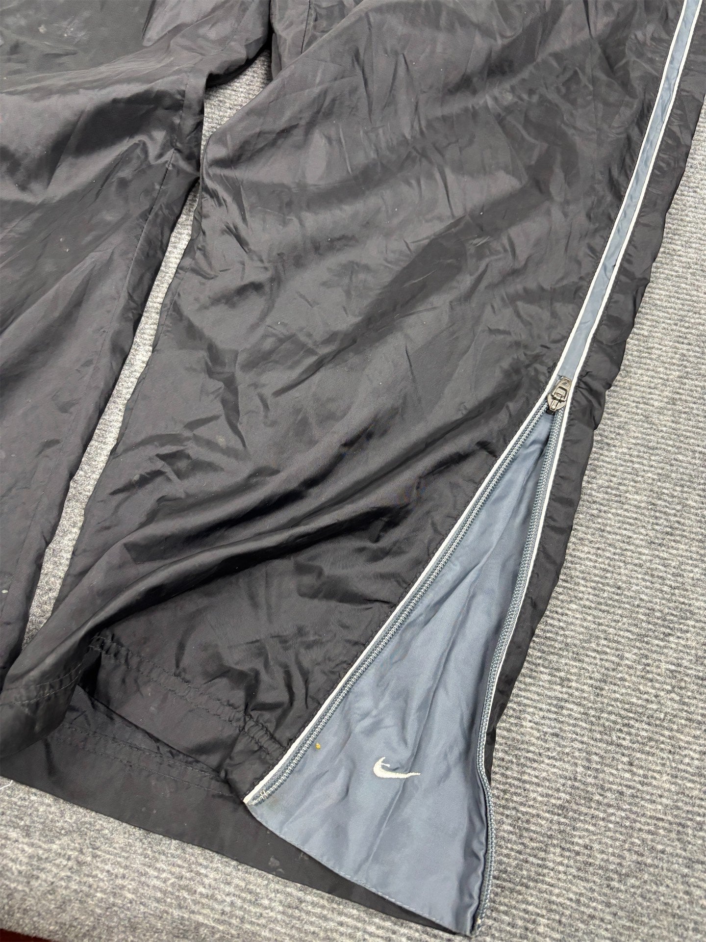 Vintage 90's Nike Track Pants Men's XL Black White Piping Ankle Swoosh Joggers