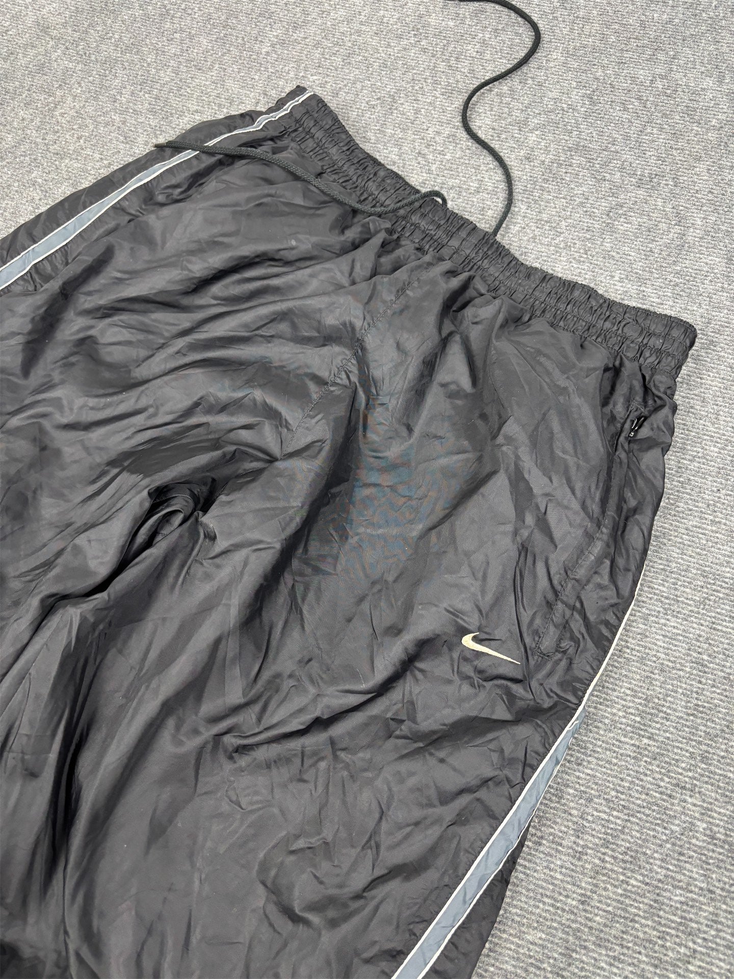 Vintage 90's Nike Track Pants Men's XL Black White Piping Ankle Swoosh Joggers