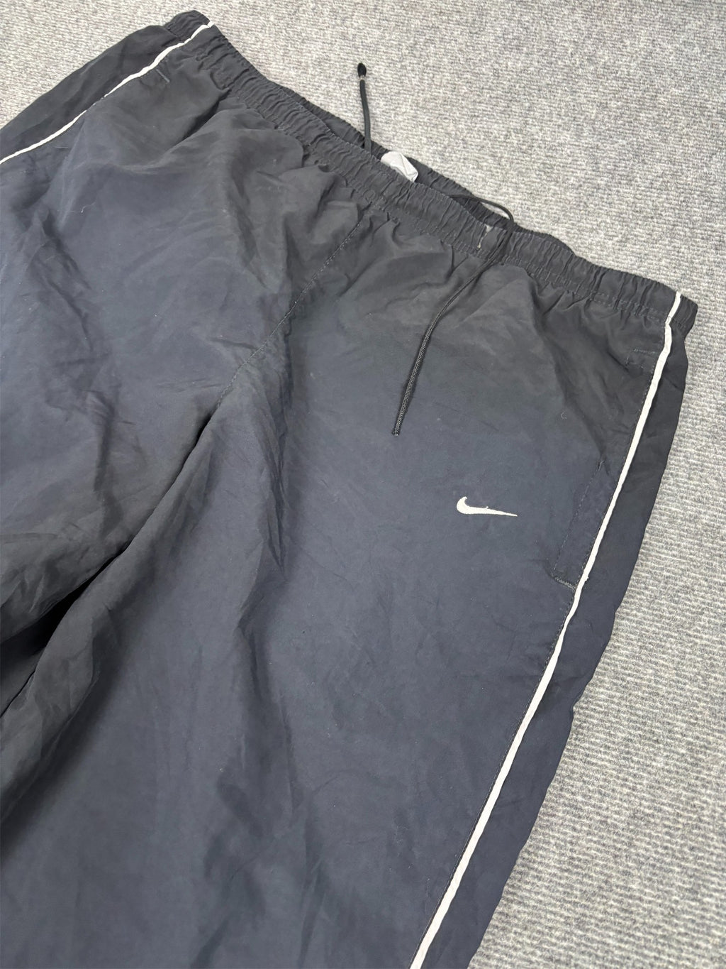 Vintage Y2K Nike Track Pants Men's L Black Grey Swoosh Piping Premo Baggy Joggers