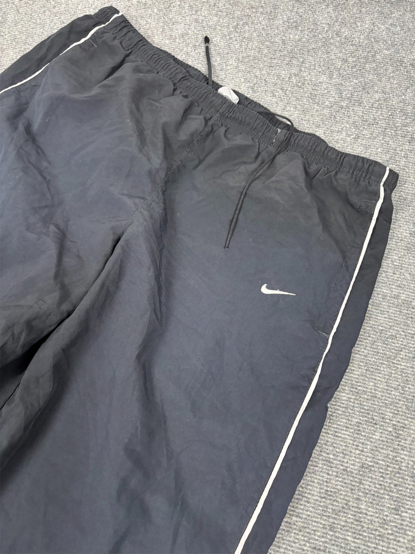 Vintage Y2K Nike Track Pants Men's L Black Grey Swoosh Piping Premo Baggy Joggers