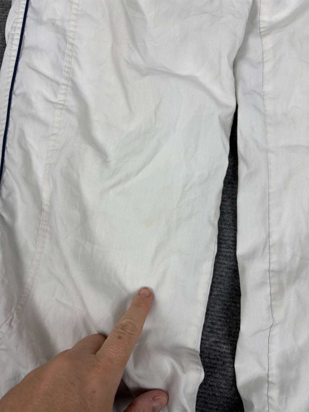 Vintage Y2K Nike Track Pants Women's S White Navy Piping Spell Out Logo