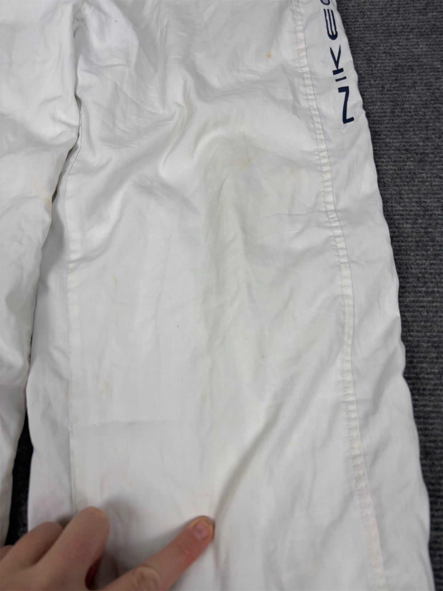 Vintage Y2K Nike Track Pants Women's S White Navy Piping Spell Out Logo
