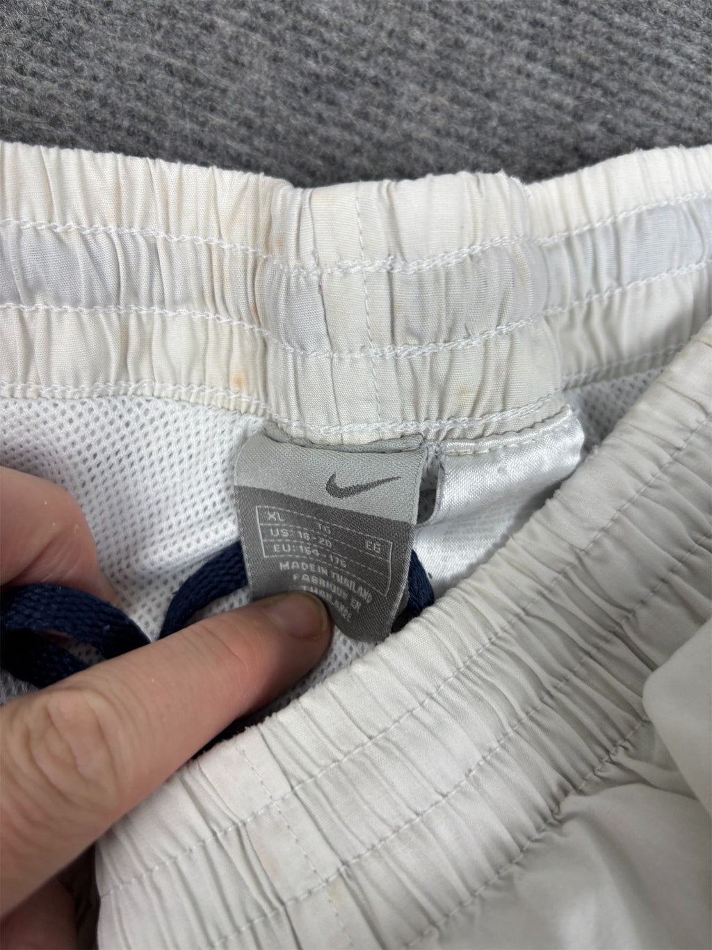 Vintage Y2K Nike Track Pants Women's S White Navy Piping Spell Out Logo