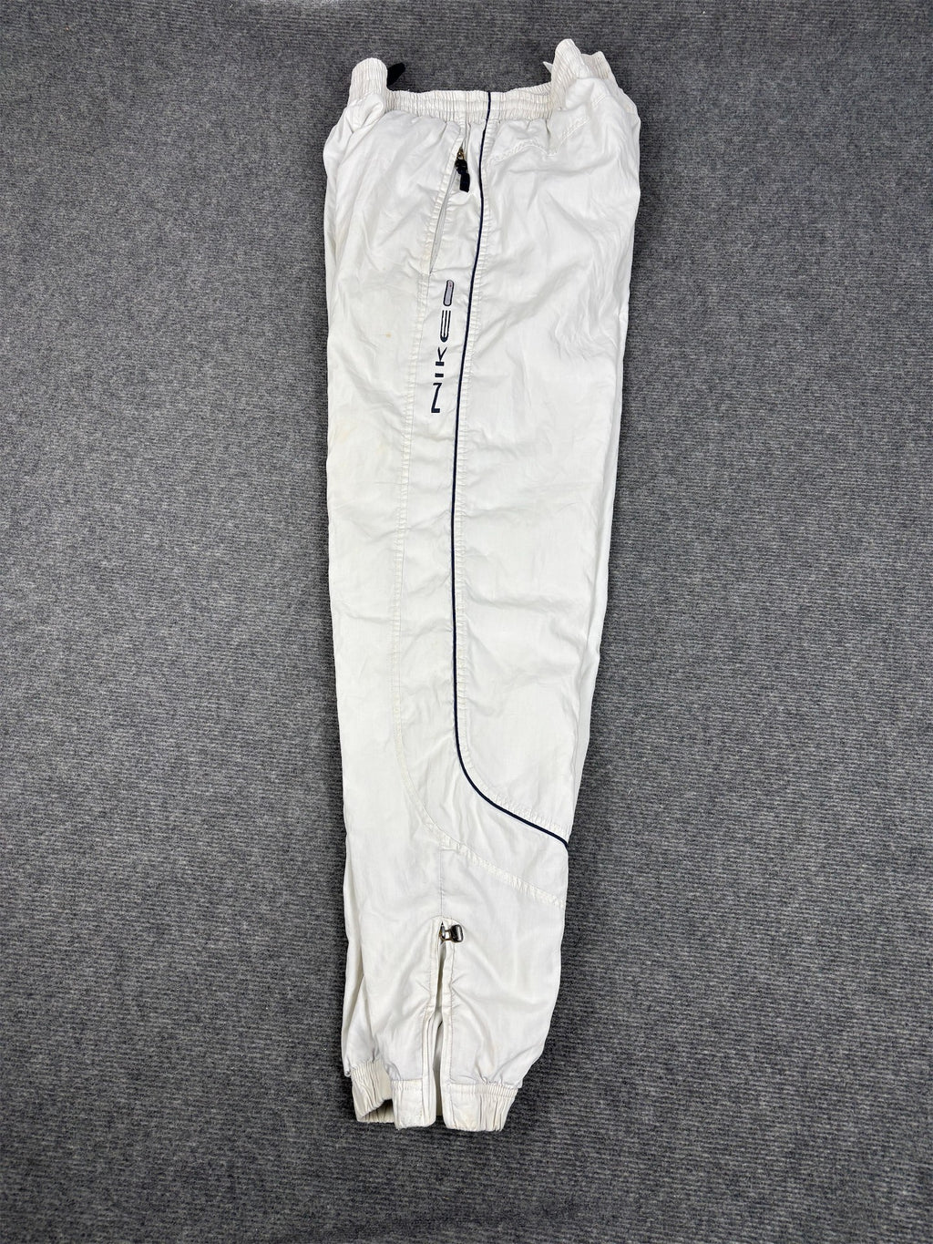 Vintage Y2K Nike Track Pants Women's S White Navy Piping Spell Out Logo