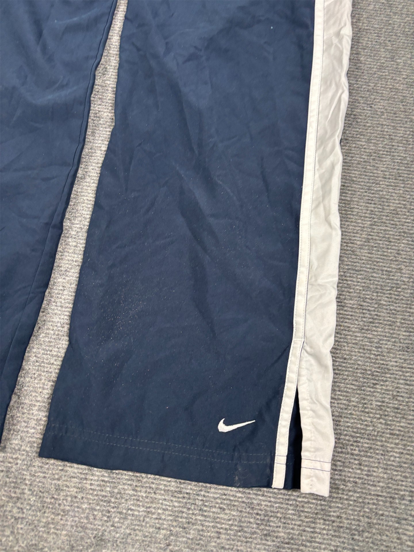 Vintage Y2K Nike Track Pants Women's M Navy White Piping Ankle Swoosh Joggers