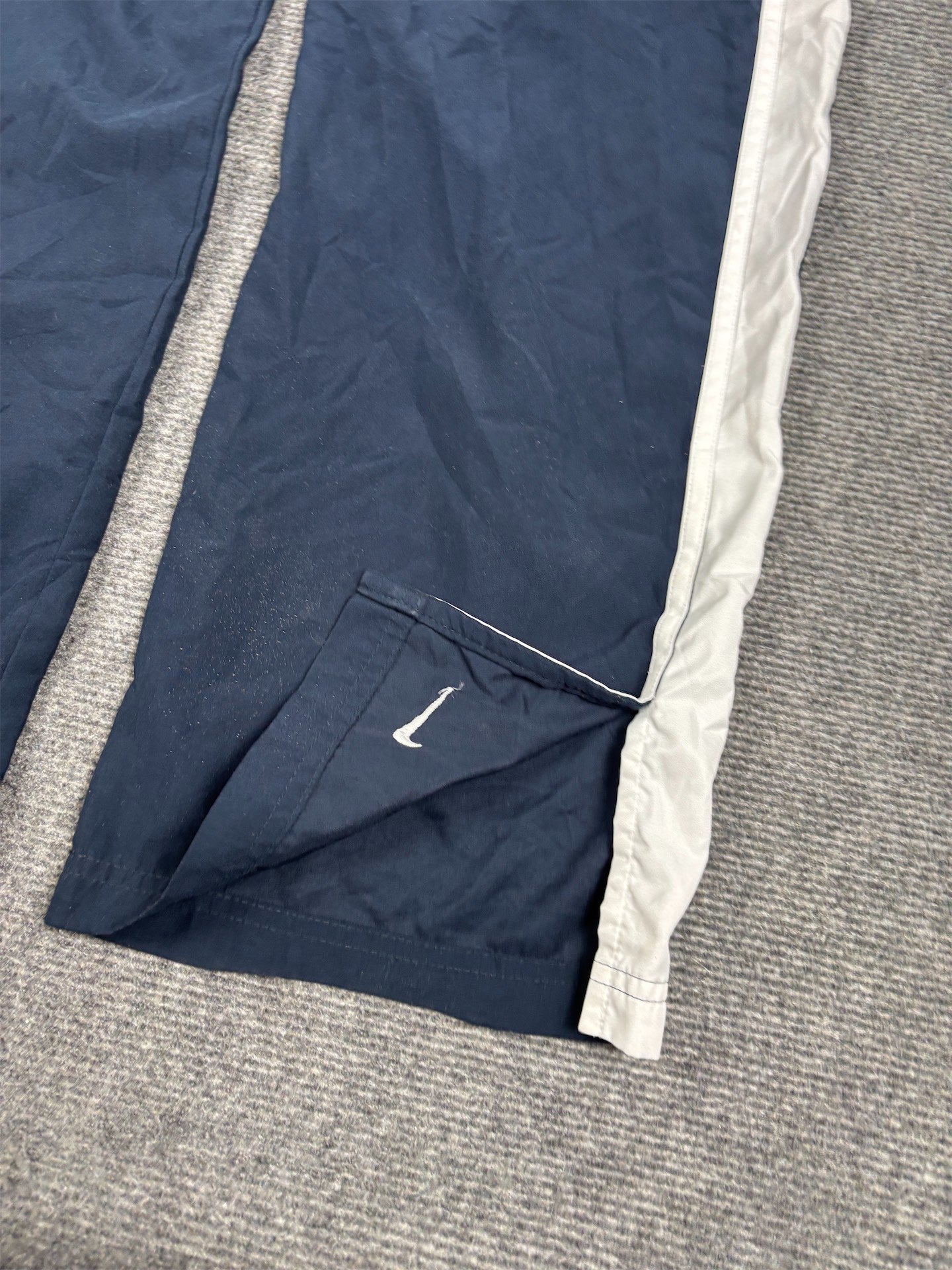 Vintage Y2K Nike Track Pants Women's M Navy White Piping Ankle Swoosh Joggers