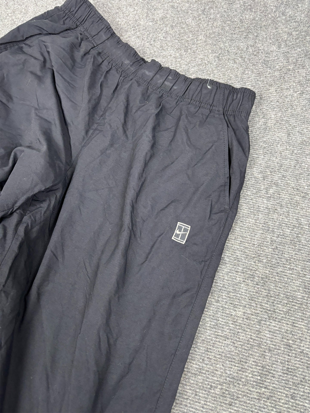 Vintage Y2K Nike Court Track Pants Men's L Black White Logo Baggy Joggers