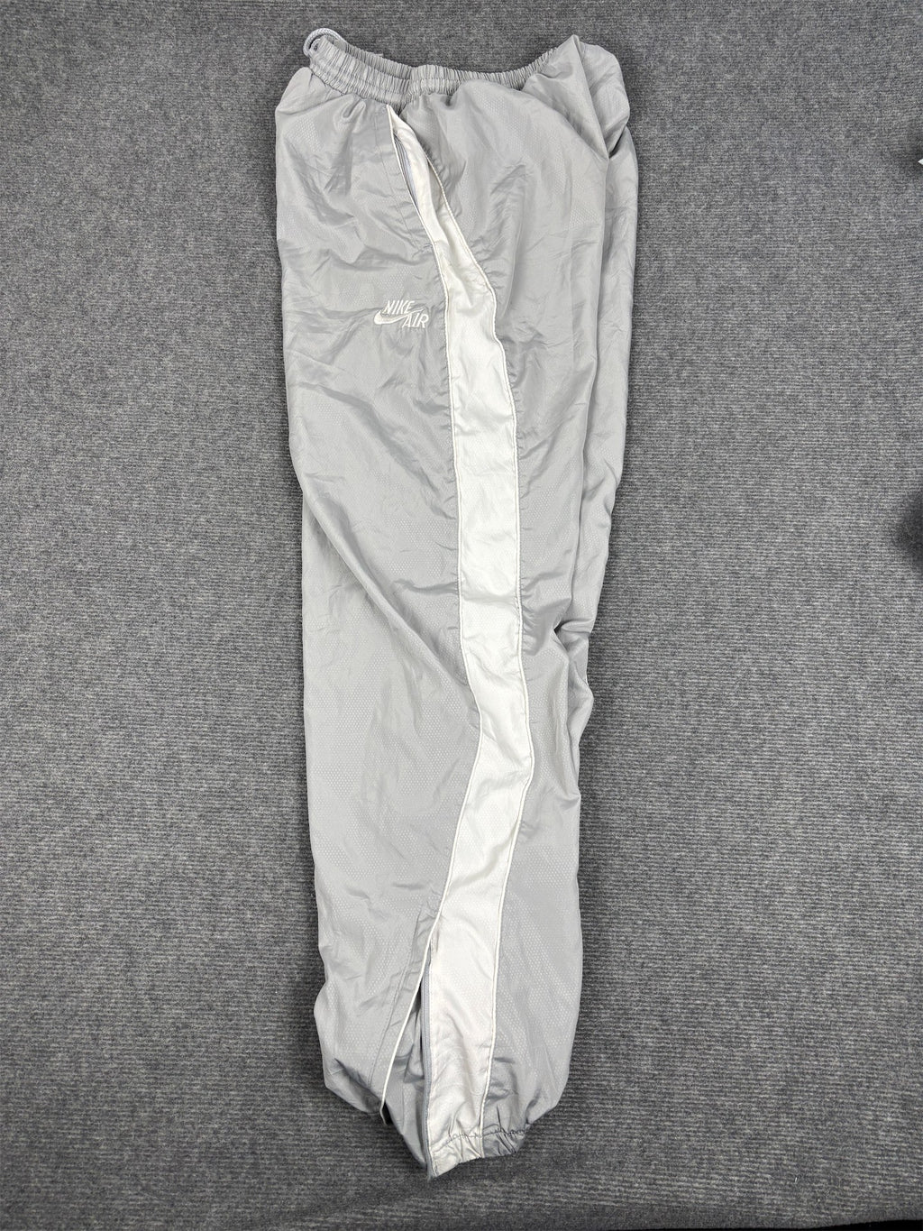 Vintage Y2K Nike Track Pants Men's S Grey White Piping Swoosh Baggy Joggers