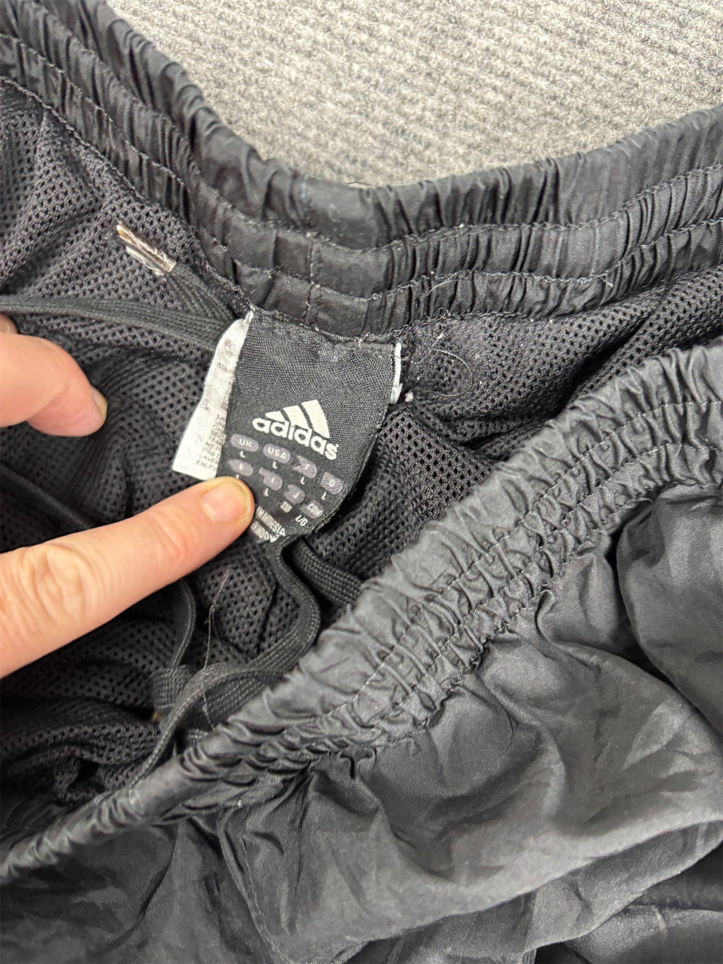 Classic Adidas Track Pants Men's L Black 3 Stripe Logo Joggers