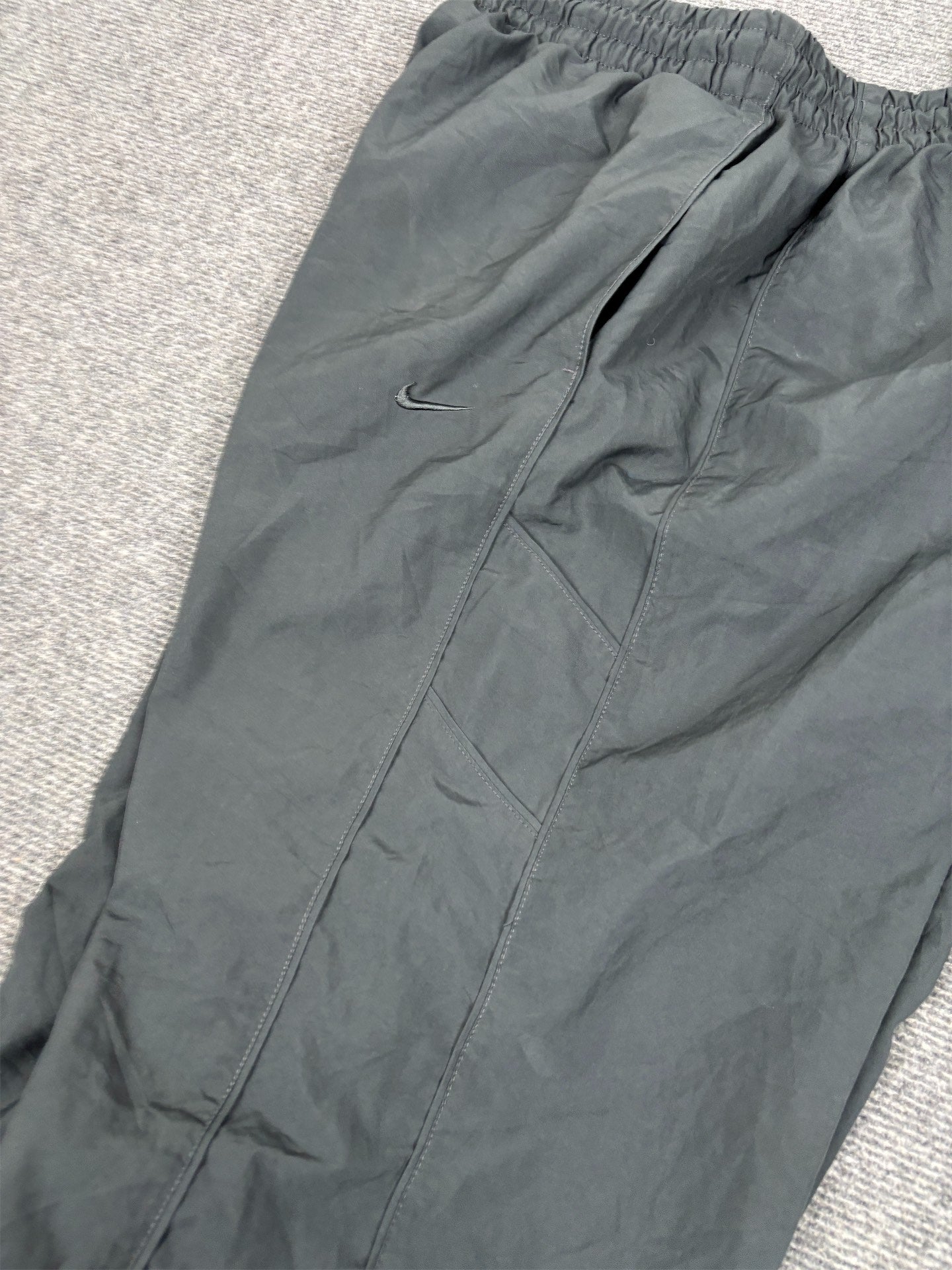 Classic Nike Track Pants Men's XL Double Grey Swoosh Piping Baggy Joggers
