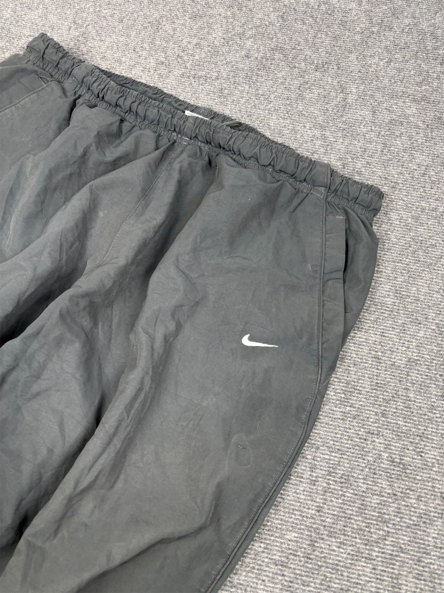 Classic Y2K Nike Track Pants Men's XL grey white swoosh baggy joggers Wide Leg