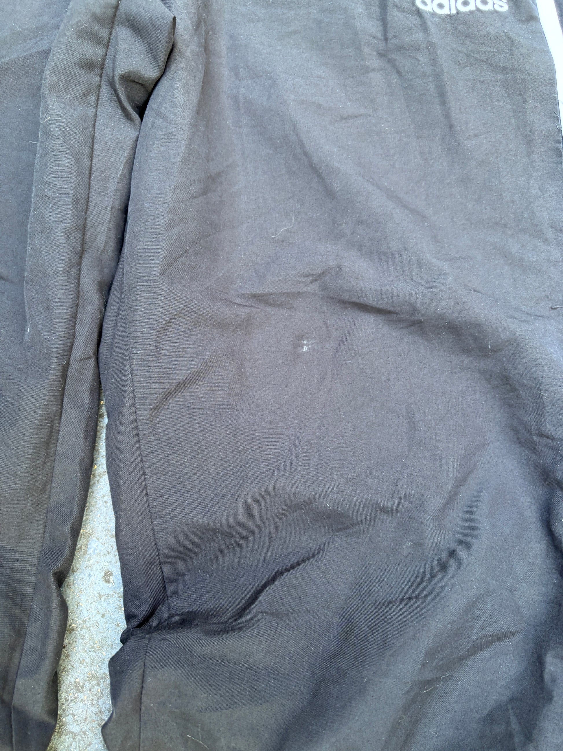 Vintage Y2K Adidas Track Pants XL Black 3-Stripes Pocket Logo Cuffed Ankle Zip