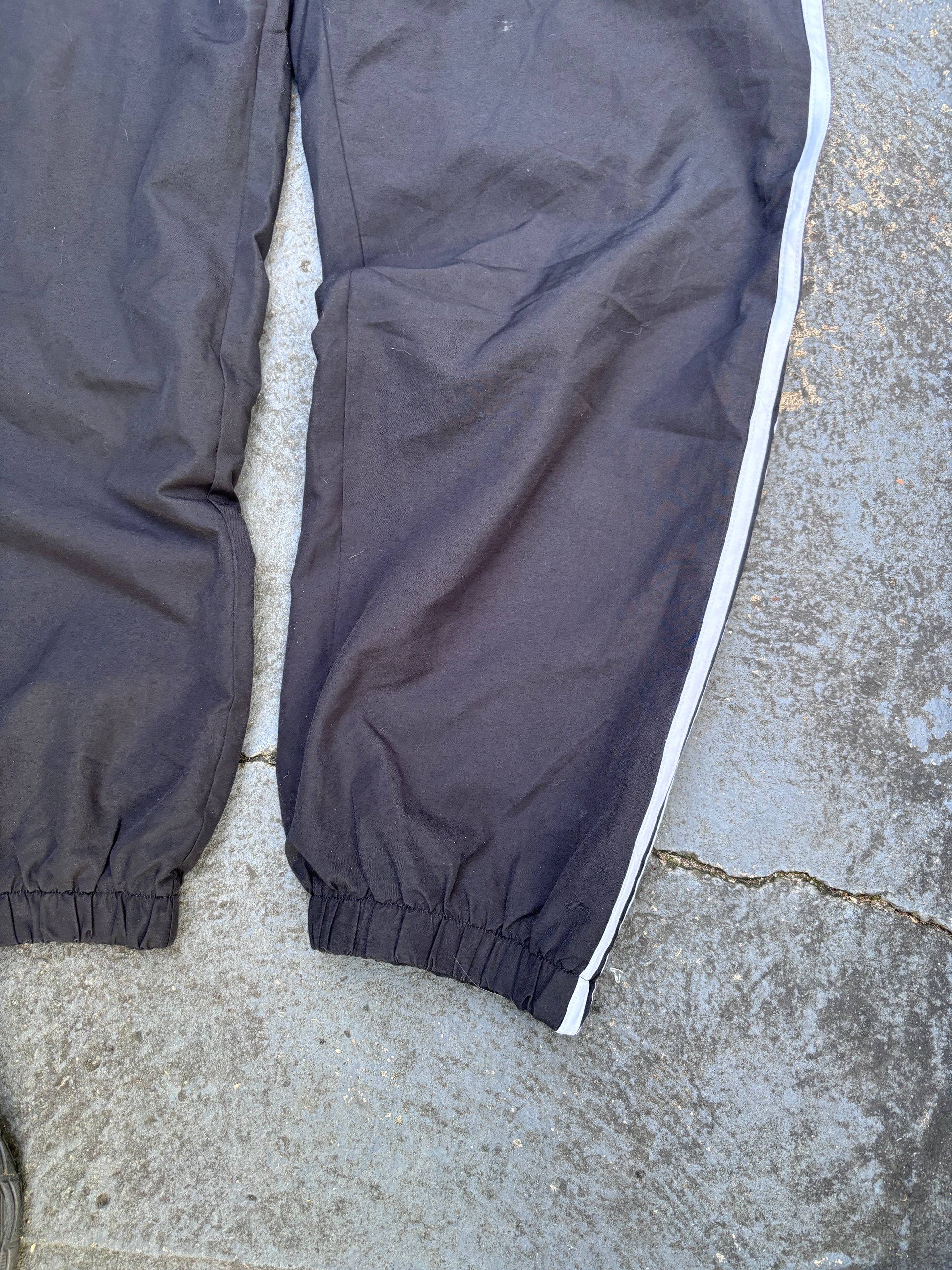 Vintage Y2K Adidas Track Pants XL Black 3-Stripes Pocket Logo Cuffed Ankle Zip