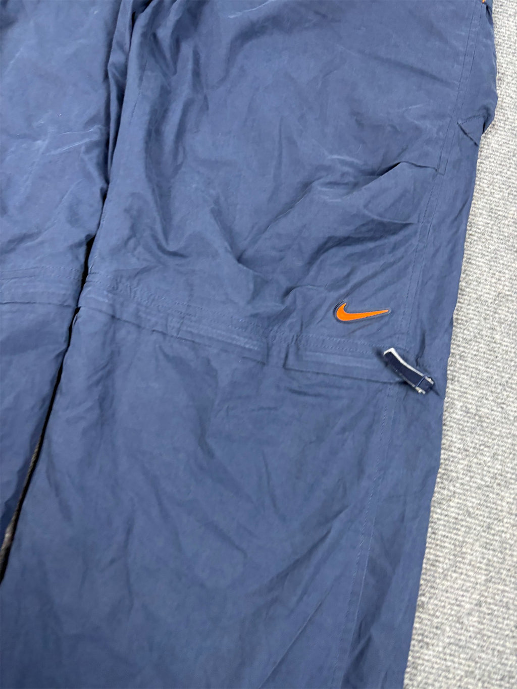 Vintage Y2K Nike Cargo Track Pants Men's L Navy Rare Shorts Zip Off Baggy Joggers