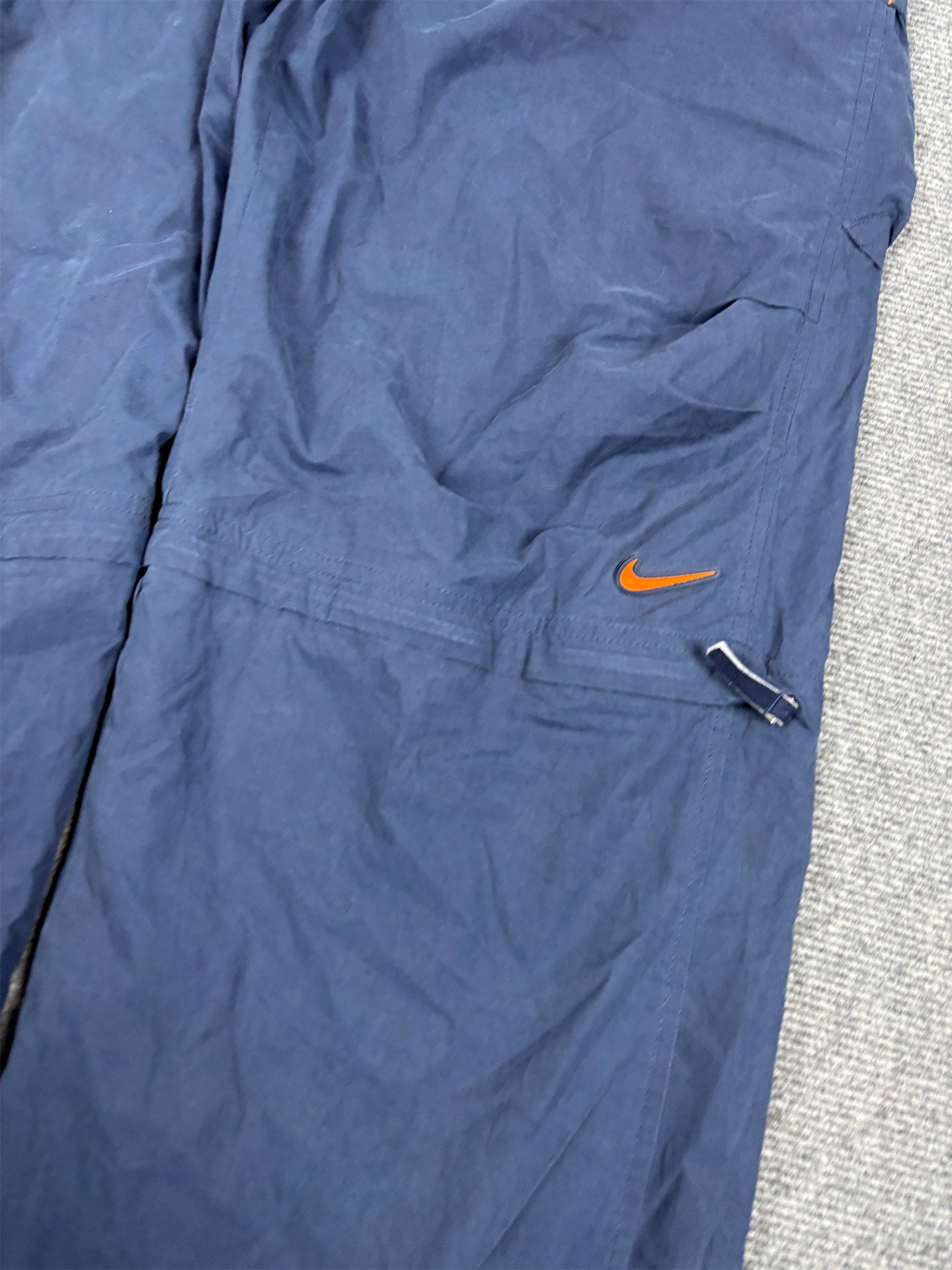 Vintage Y2K Nike Cargo Track Pants Men's L Navy Rare Shorts Zip Off Baggy Joggers