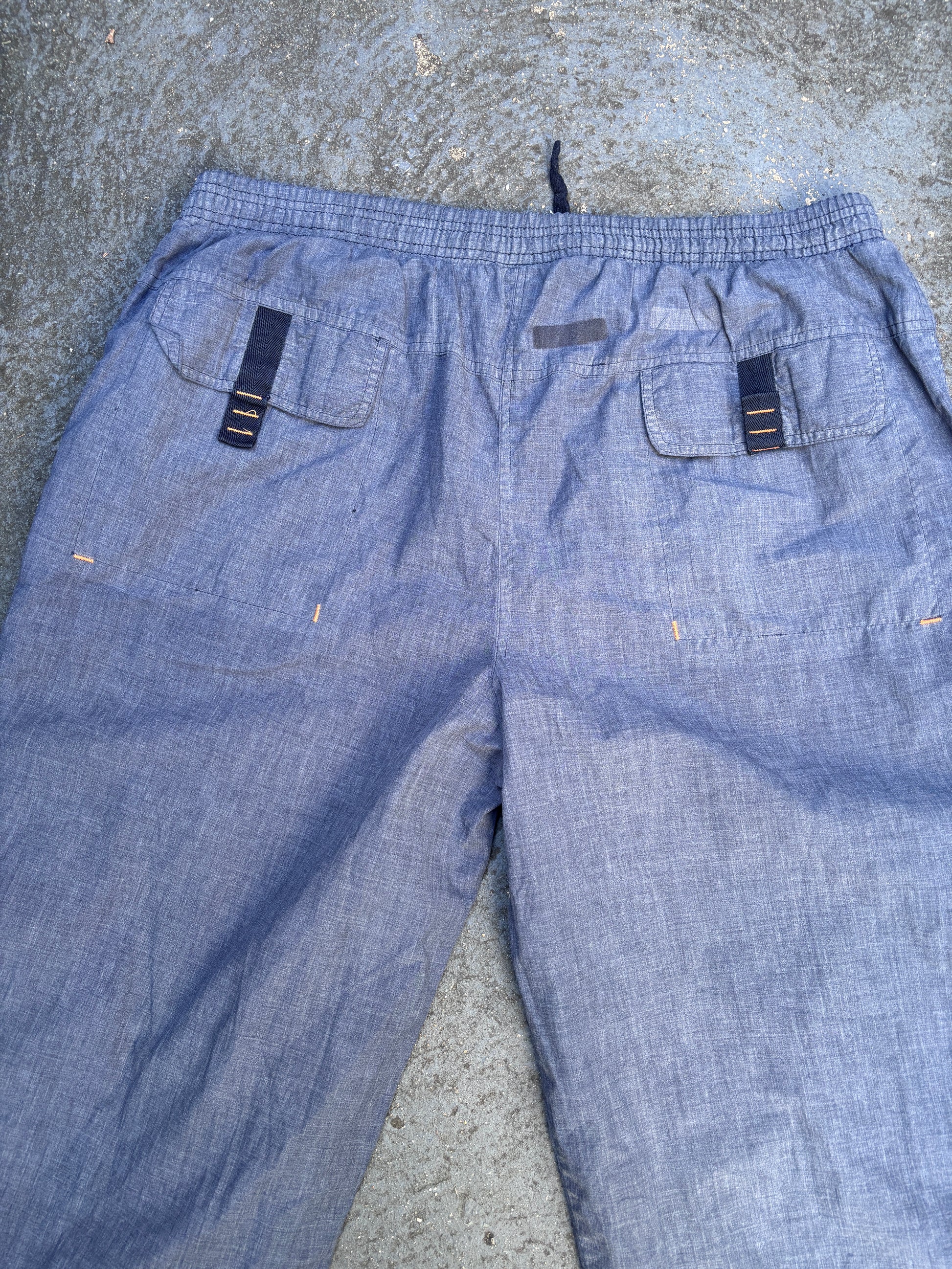 Vintage Y2K Nike Track Pants L Grey Orange Detail Hiking Style Wide Leg Windbreakers