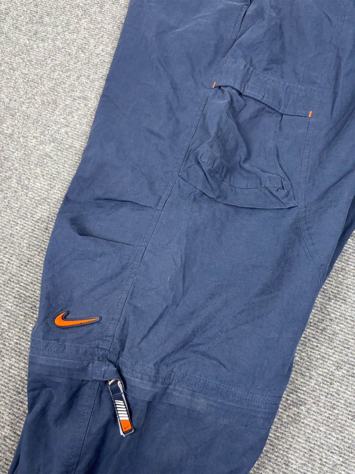 Vintage Y2K Nike Cargo Track Pants Men's L Navy Rare Shorts Zip Off Baggy Joggers
