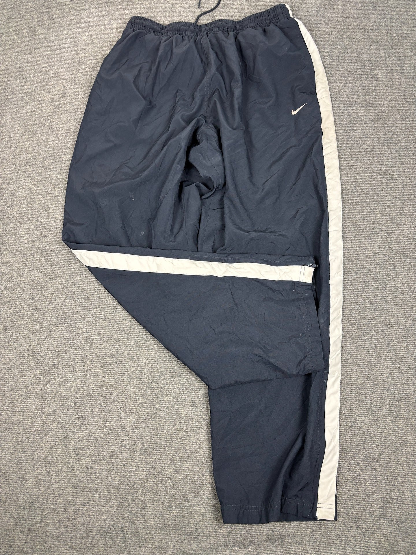 Classic Nike Track Pants Men's XL Navy White Panel Swoosh Baggy Joggers