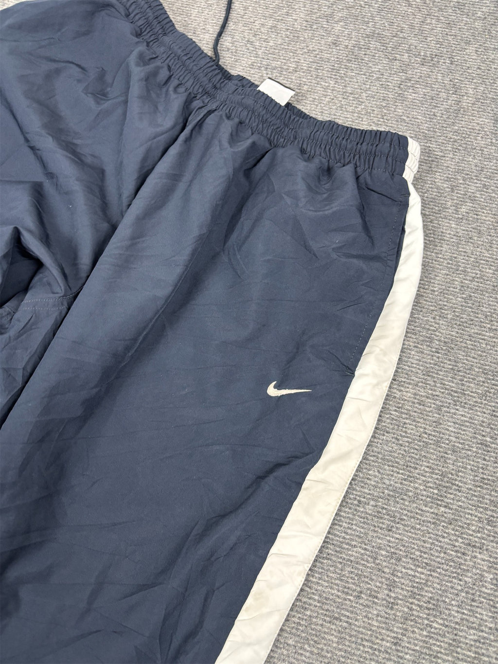 Classic Nike Track Pants Men's XL Navy White Panel Swoosh Baggy Joggers