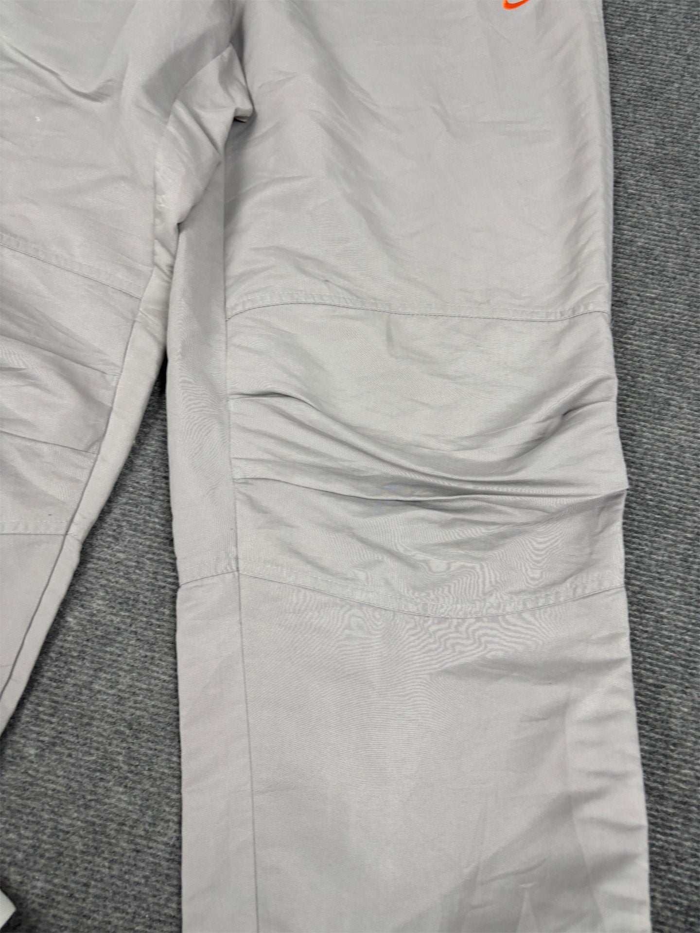 Vintage Y2K Nike Track Pants Men's M Grey Orange Swoosh Spell Out Badge