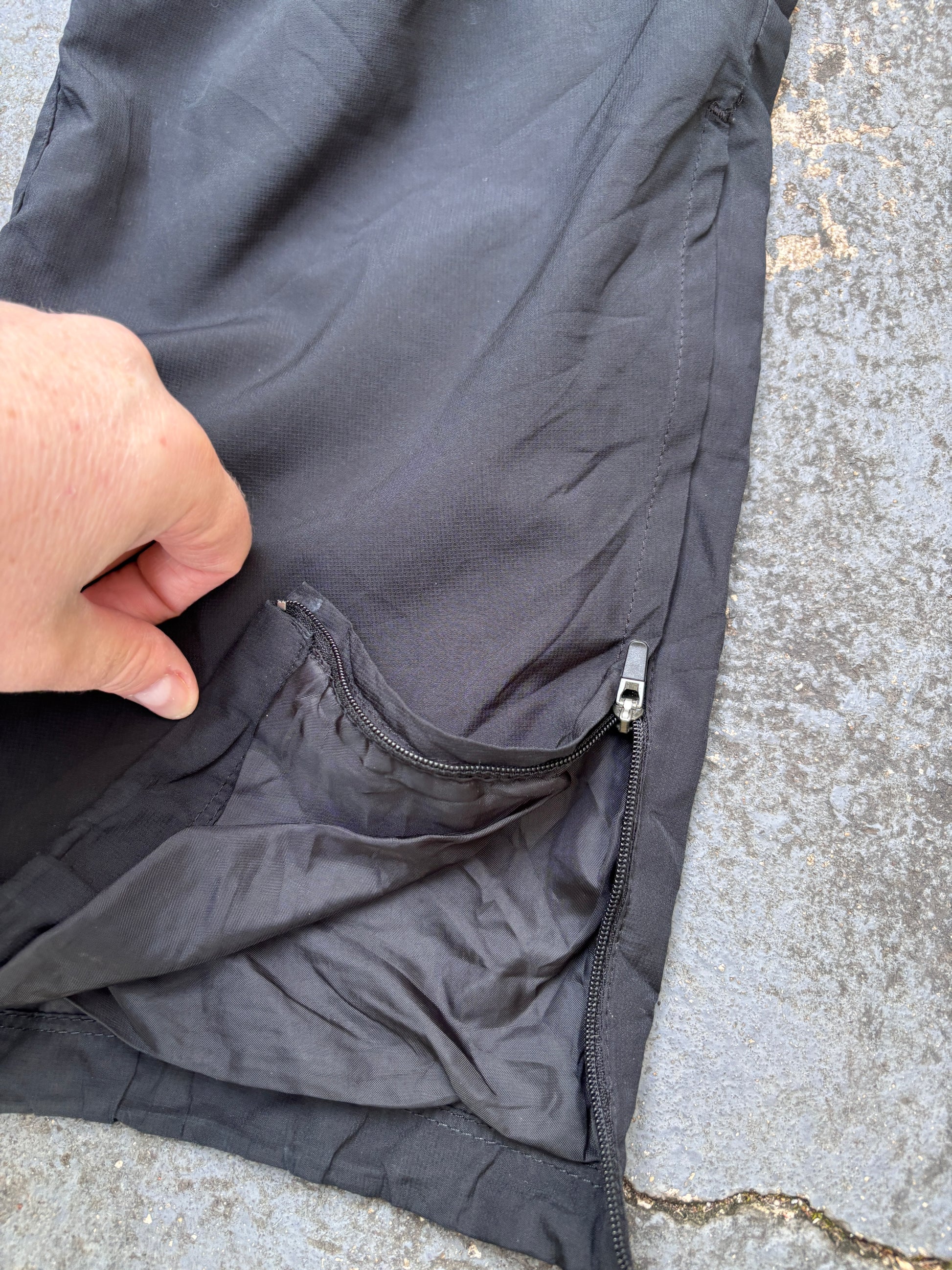 Classic Nike Track Pants Size S Black White Swoosh Nylon Style Windbreakers