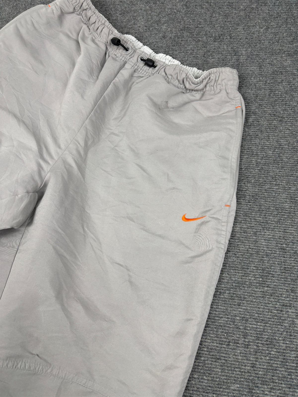 Vintage Y2K Nike Track Pants Men's M Grey Orange Swoosh Spell Out Badge