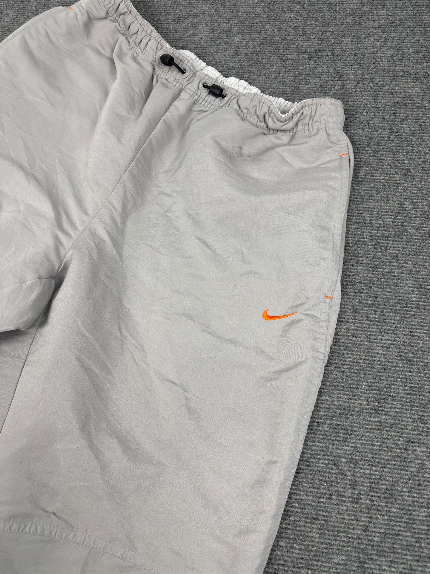 Vintage Y2K Nike Track Pants Men's M Grey Orange Swoosh Spell Out Badge
