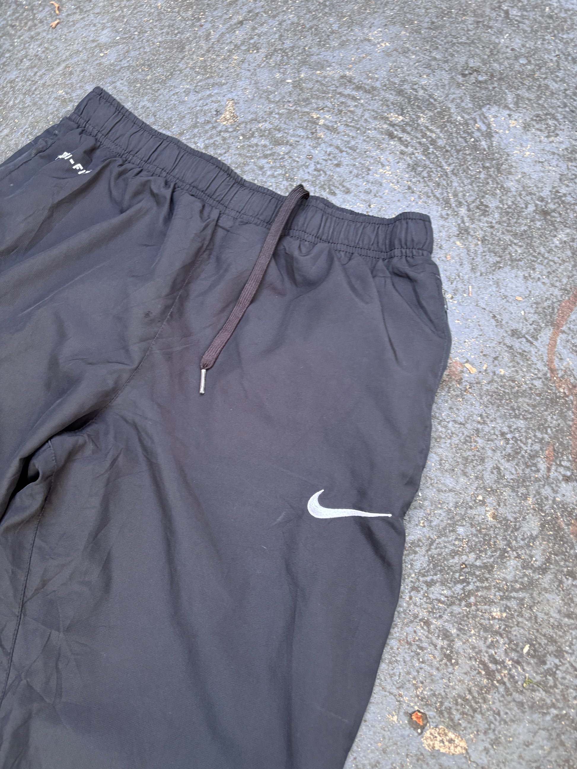 Classic Nike Track Pants Size S Black White Swoosh Nylon Style Windbreakers