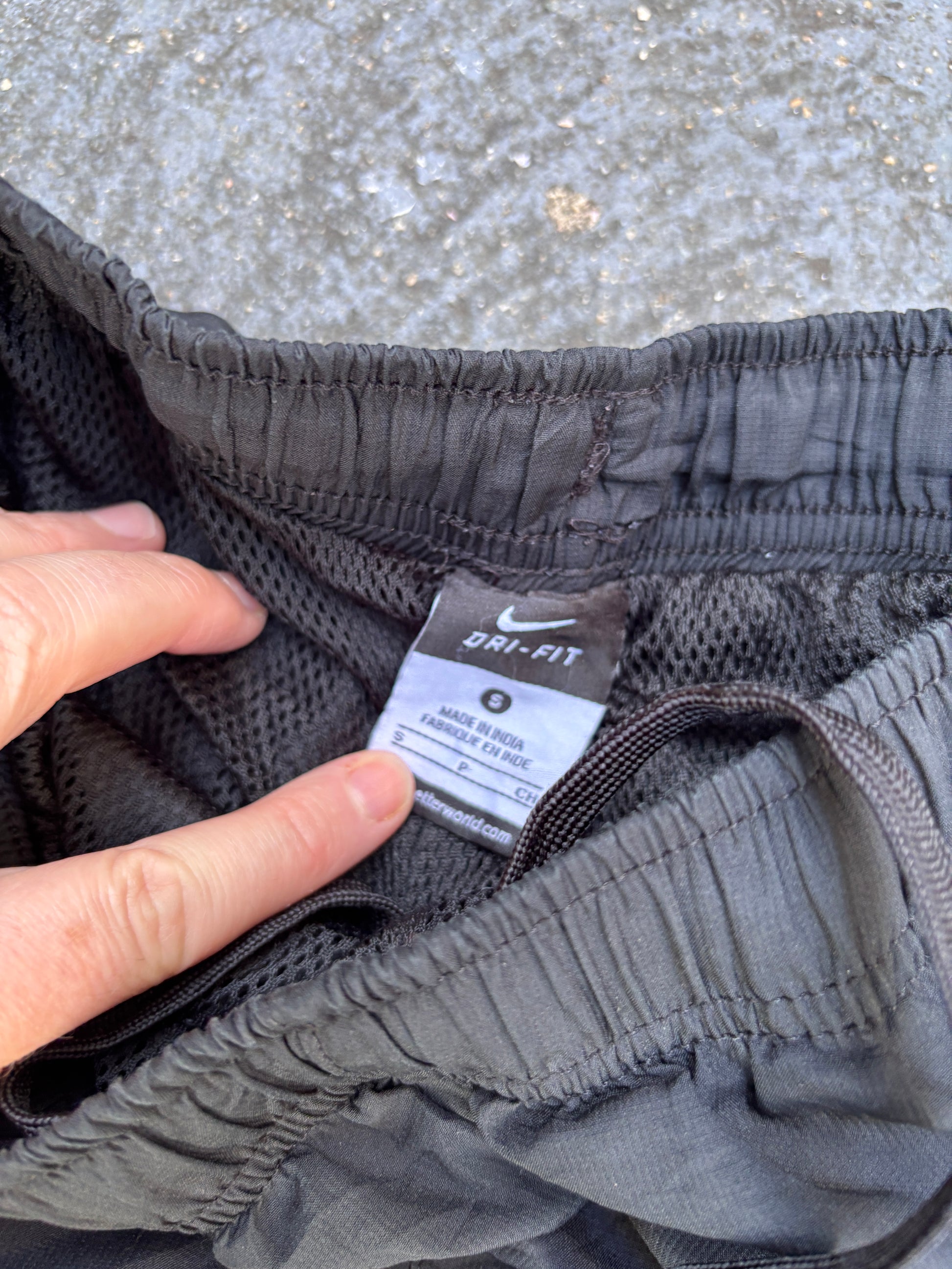 Classic Nike Track Pants Size S Black White Swoosh Nylon Style Windbreakers