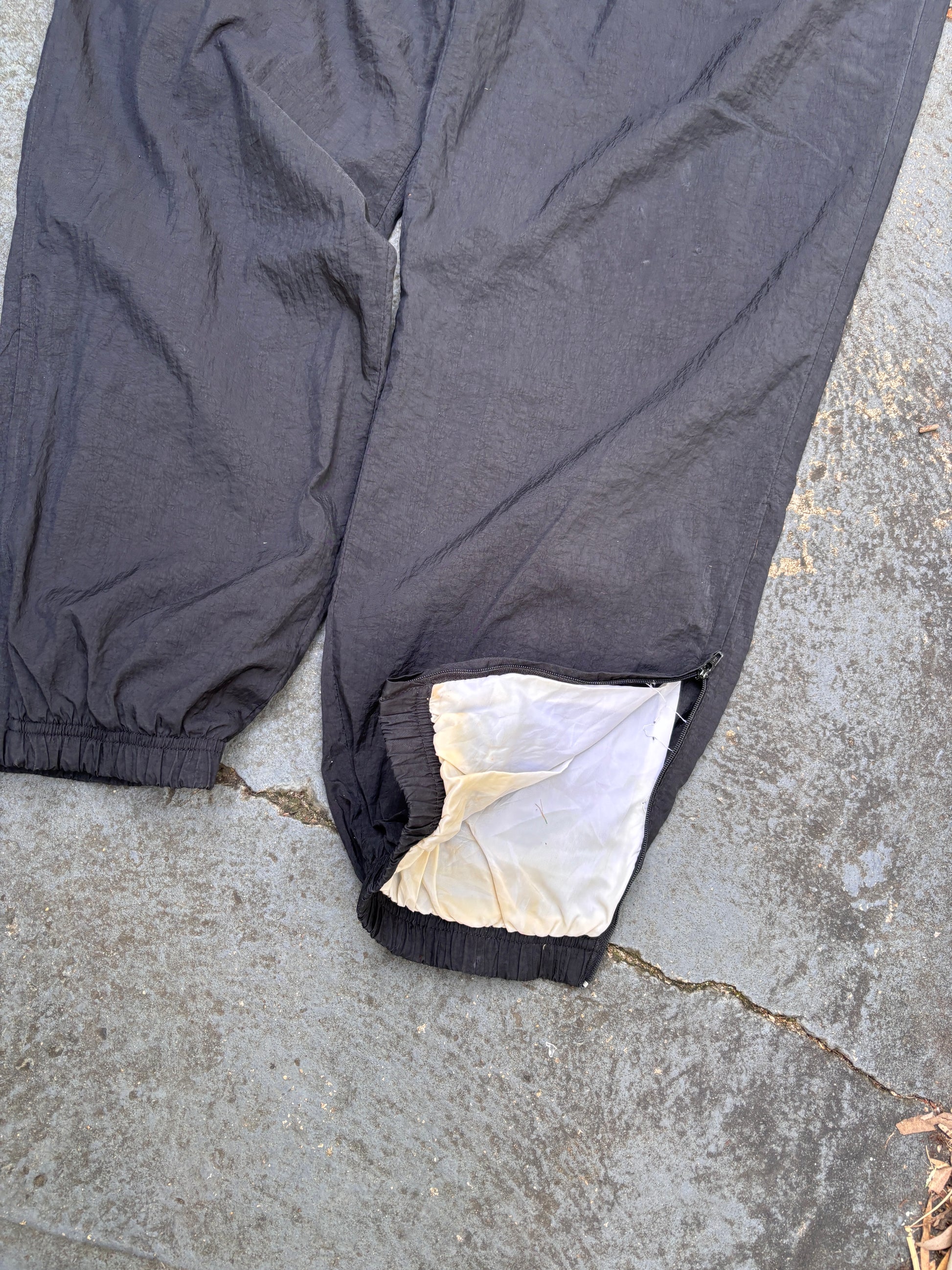 Vintage 90s Nike Track Pants Size L Double Black Classic Nylon Windbreakers