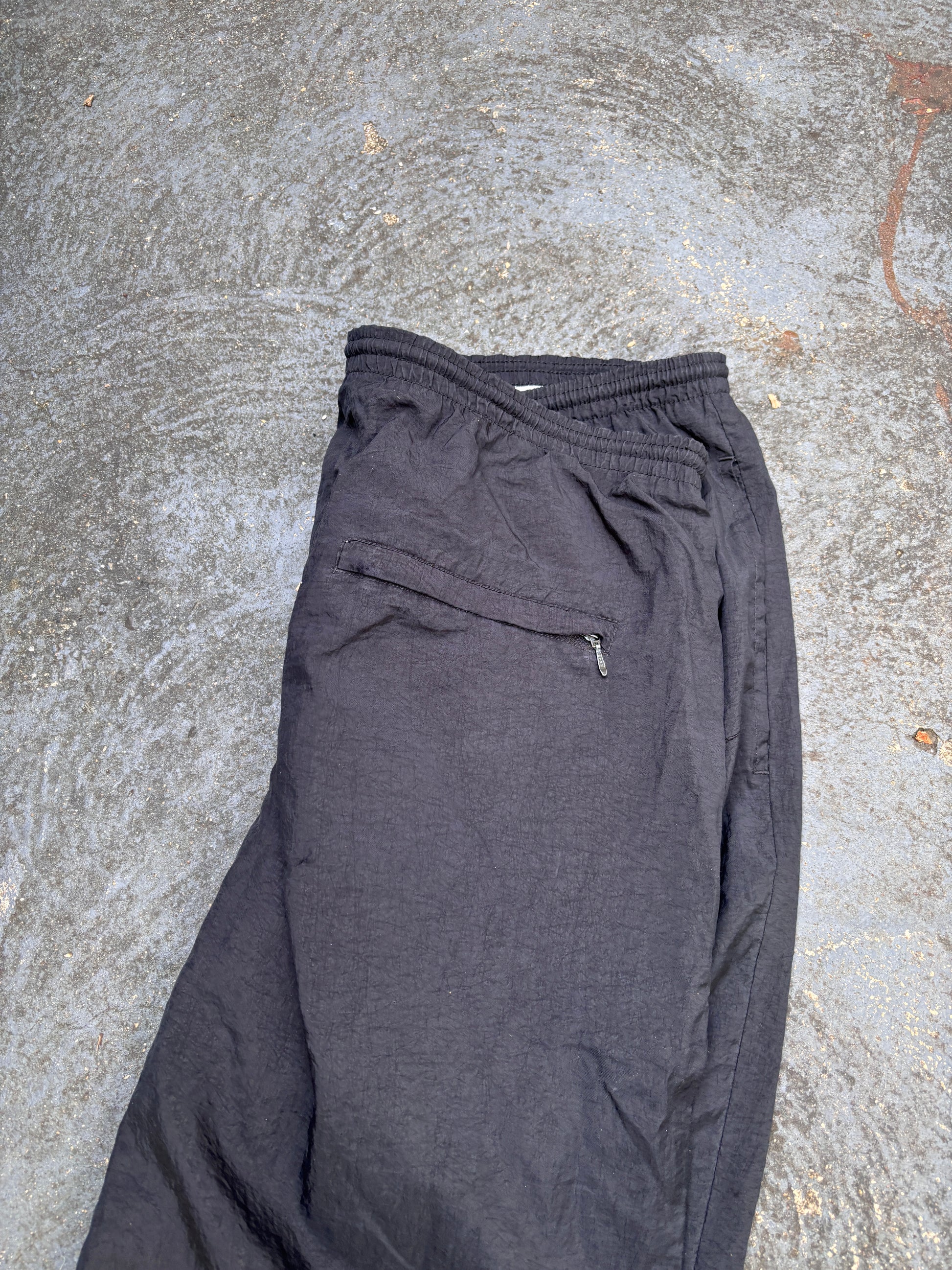 Vintage 90s Nike Track Pants Size L Double Black Classic Nylon Windbreakers