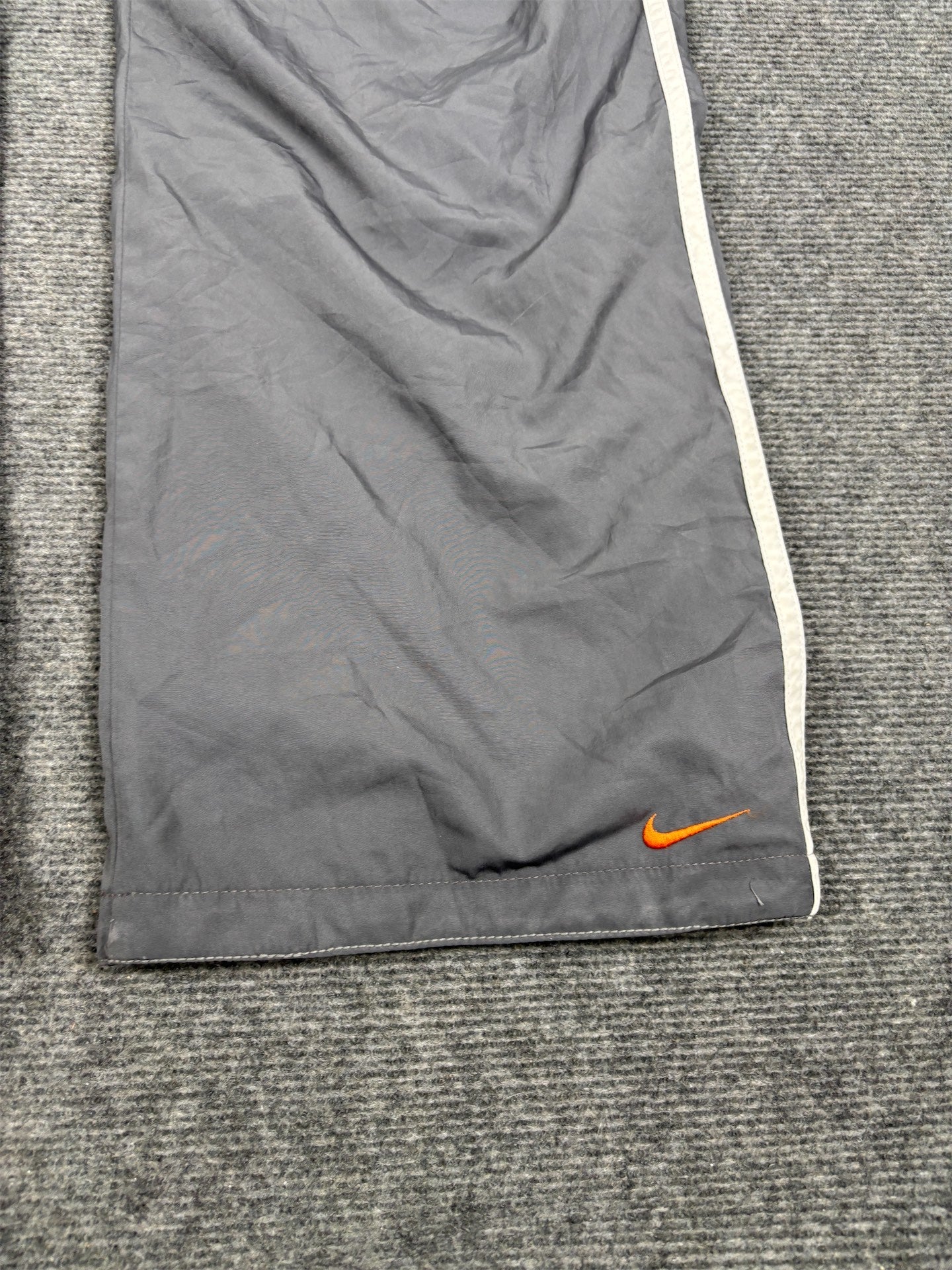 Vintage Y2K Nike Track Pants Women's L Grey White Piping Orange Ankle Swoosh