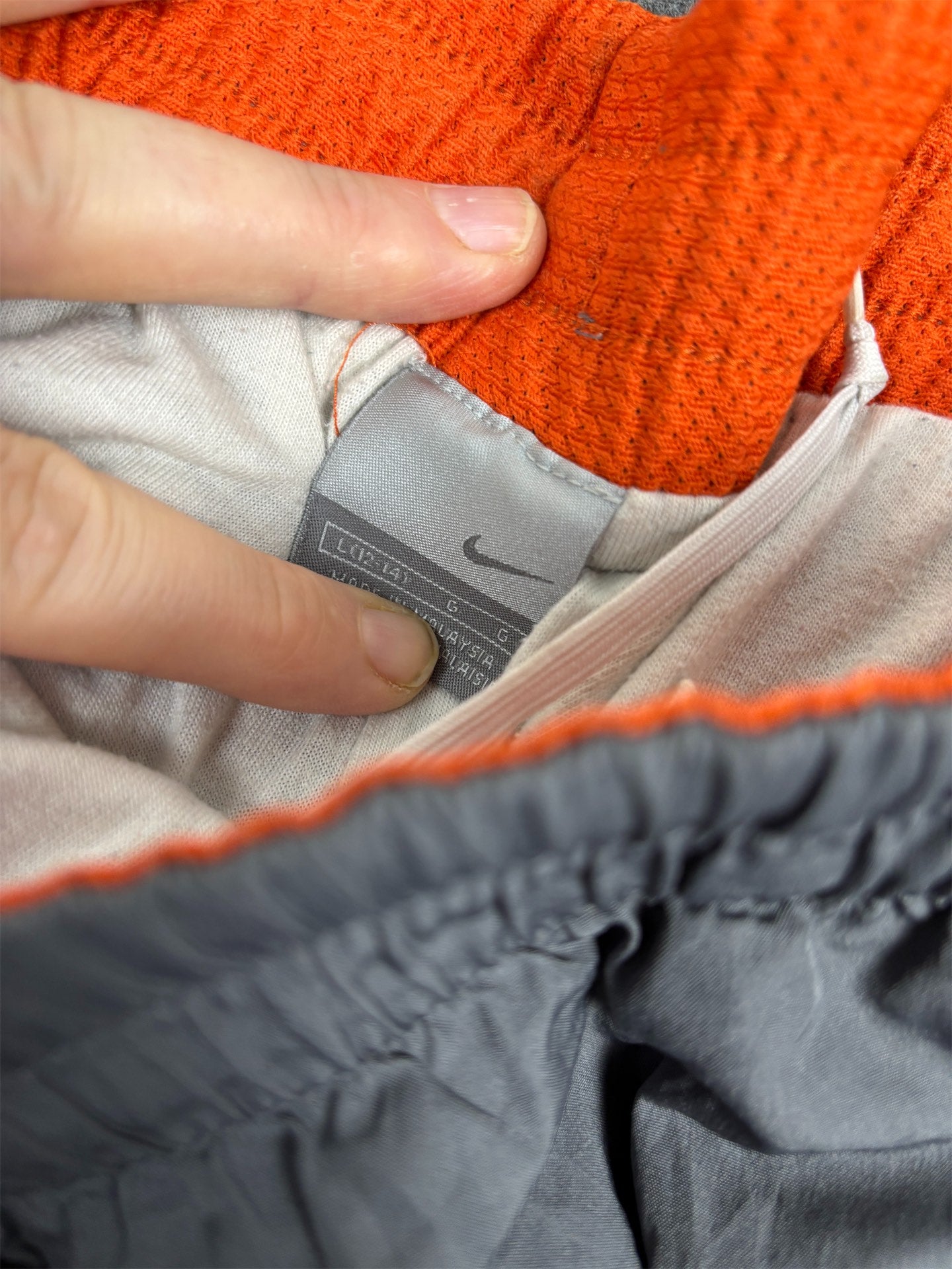 Vintage Y2K Nike Track Pants Women's L Grey White Piping Orange Ankle Swoosh