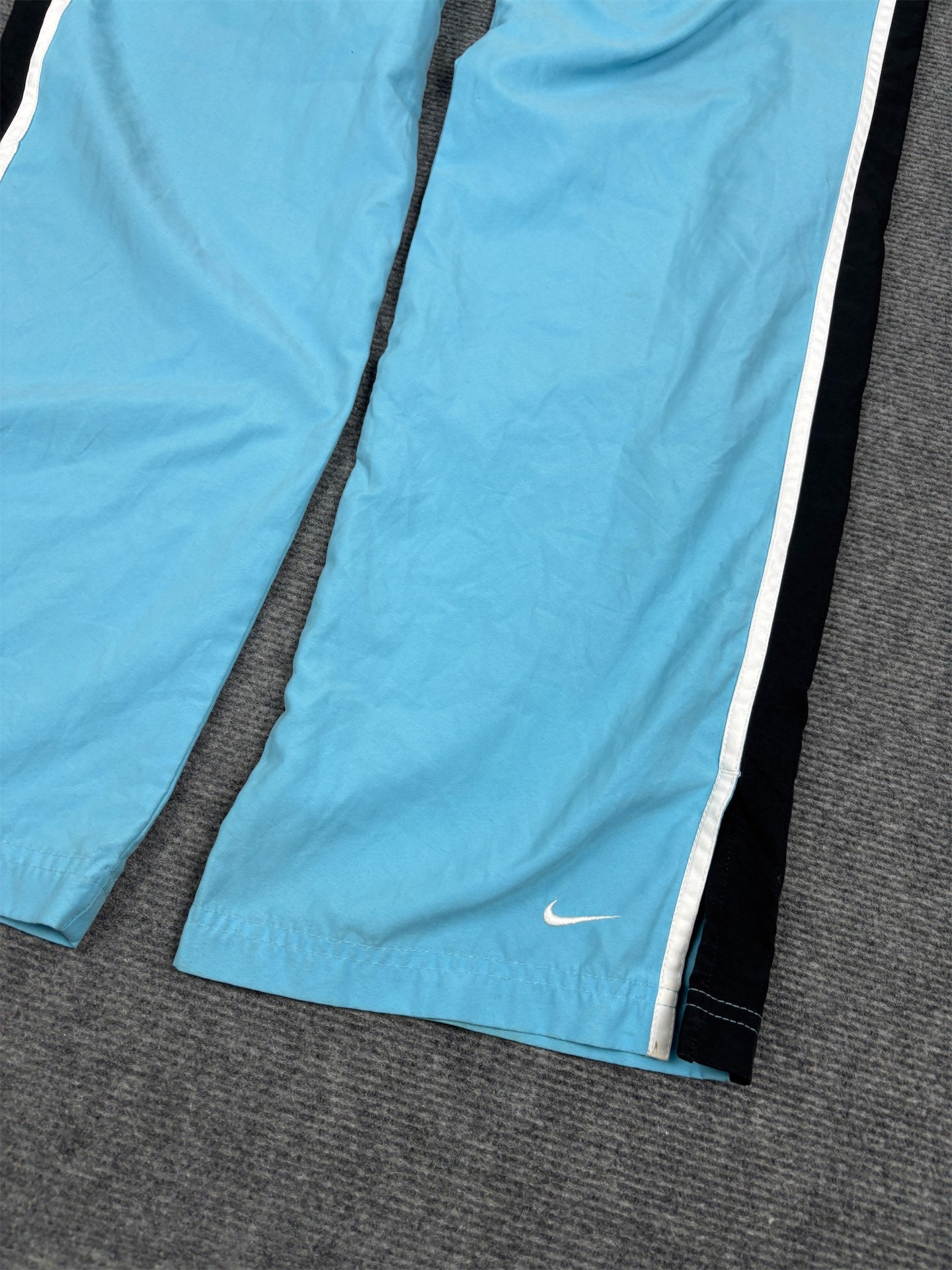 Vintage Y2K Nike Track Pants Women's M Blue Black Piping Ankle Swoosh Joggers