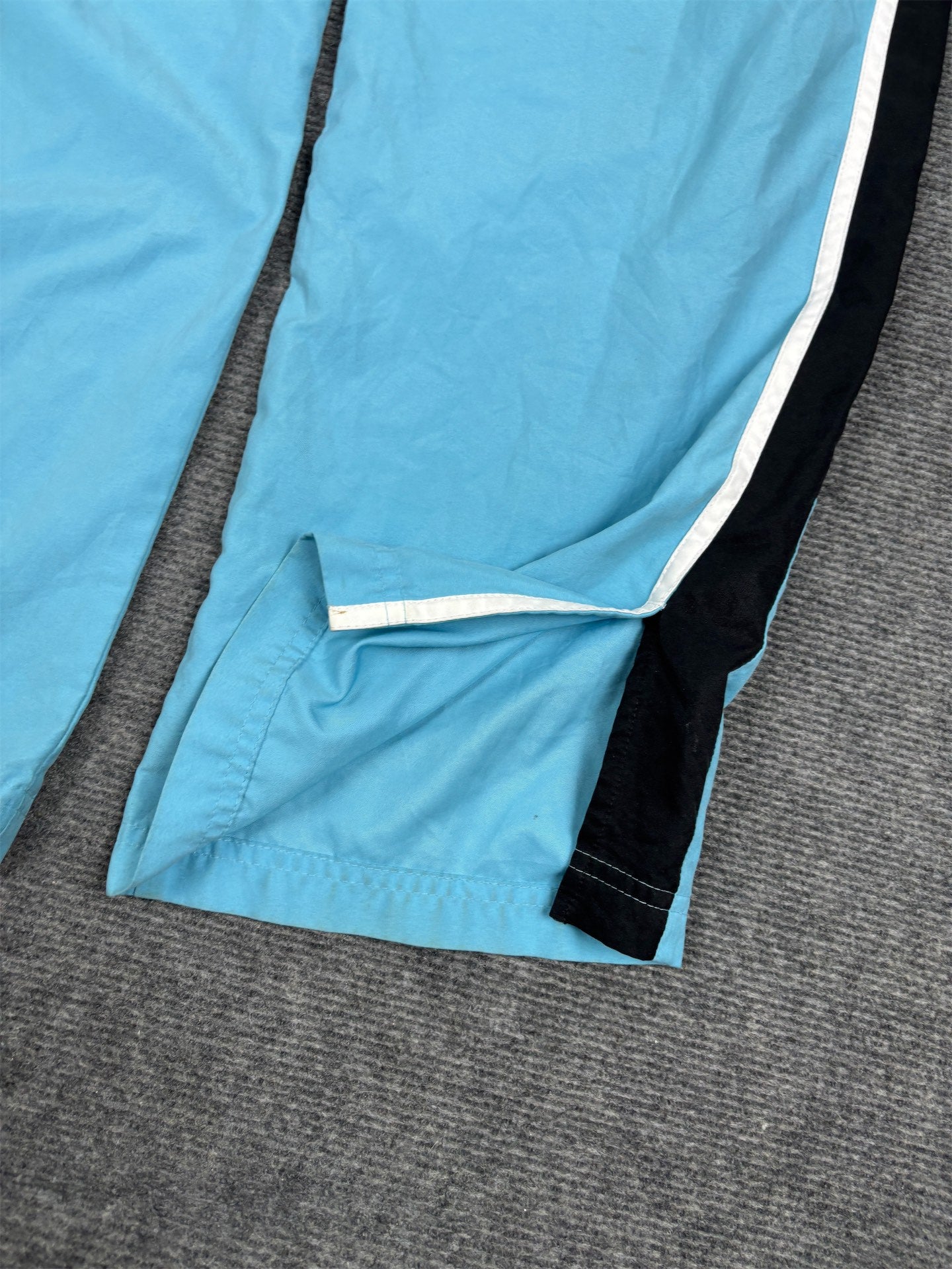 Vintage Y2K Nike Track Pants Women's M Blue Black Piping Ankle Swoosh Joggers