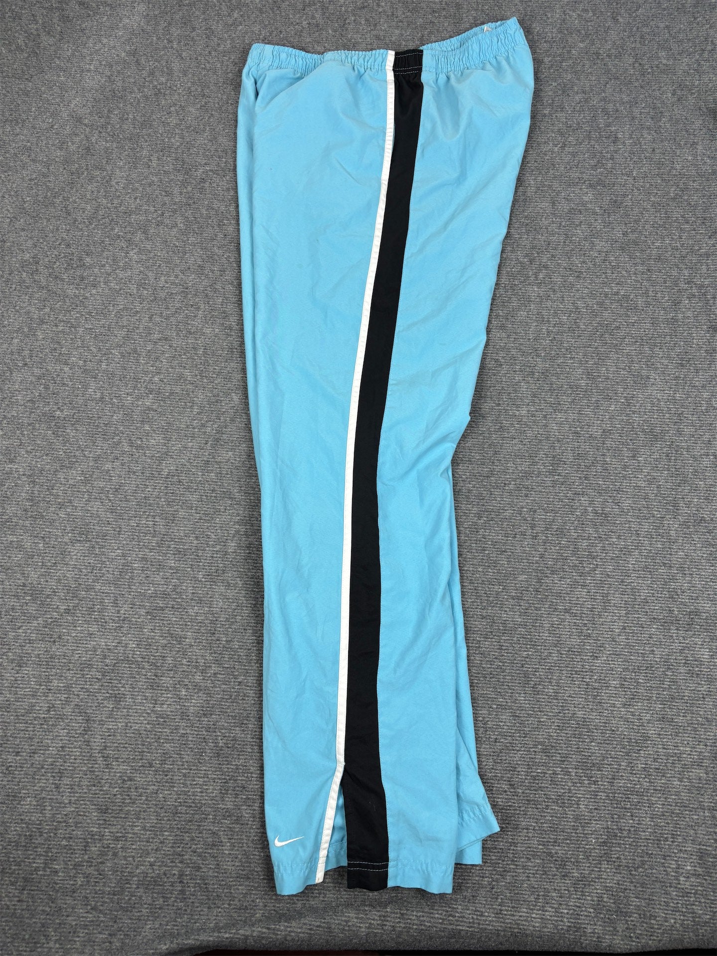Vintage Y2K Nike Track Pants Women's M Blue Black Piping Ankle Swoosh Joggers