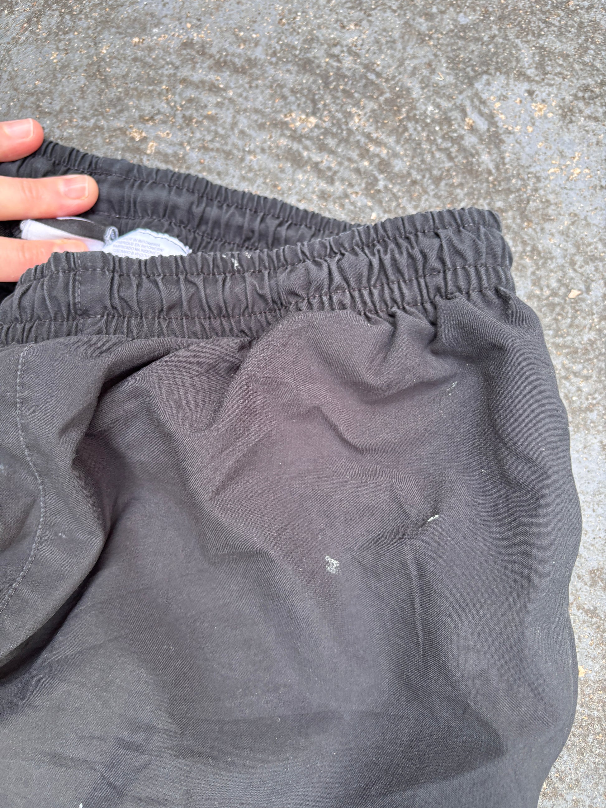 Classic Nike Track Pants Sz M Black White Green Piping Nylon Style Windbreakers