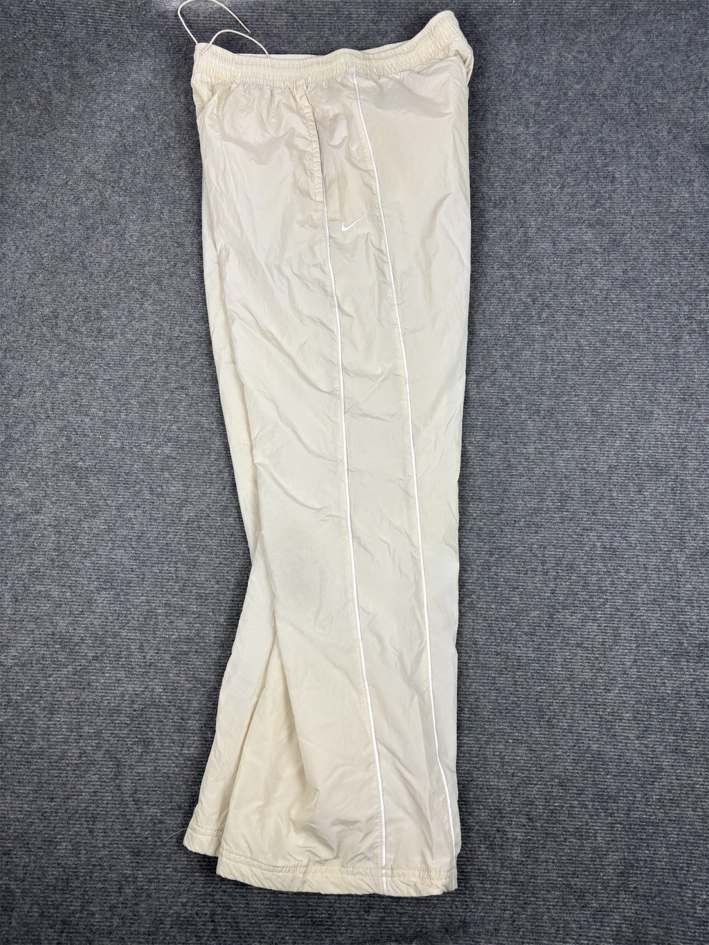 Classic Nike Track Pants Men's M Cream White Swoosh Piping Baggy Joggers