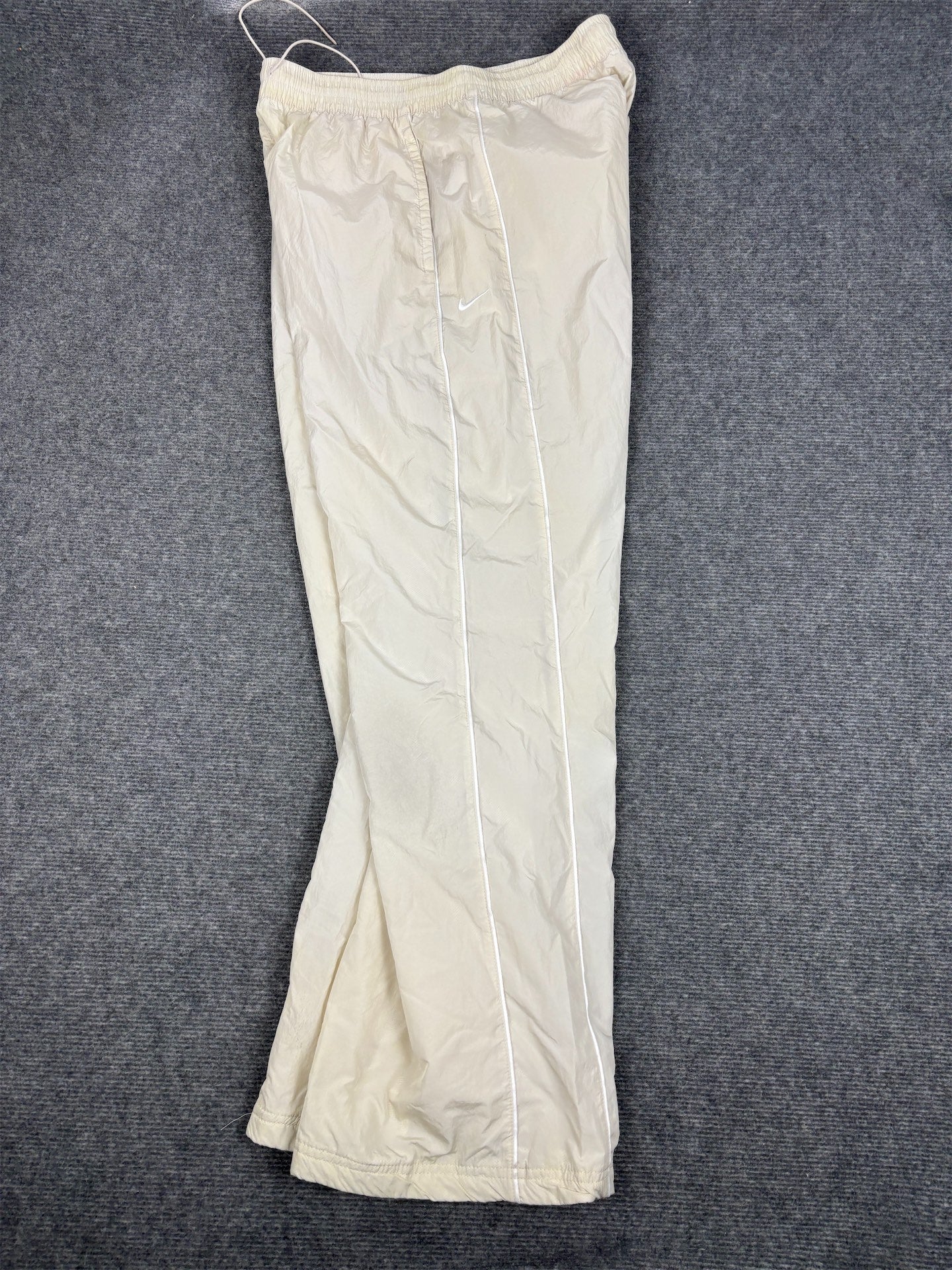 Classic Nike Track Pants Men's M Cream White Swoosh Piping Baggy Joggers