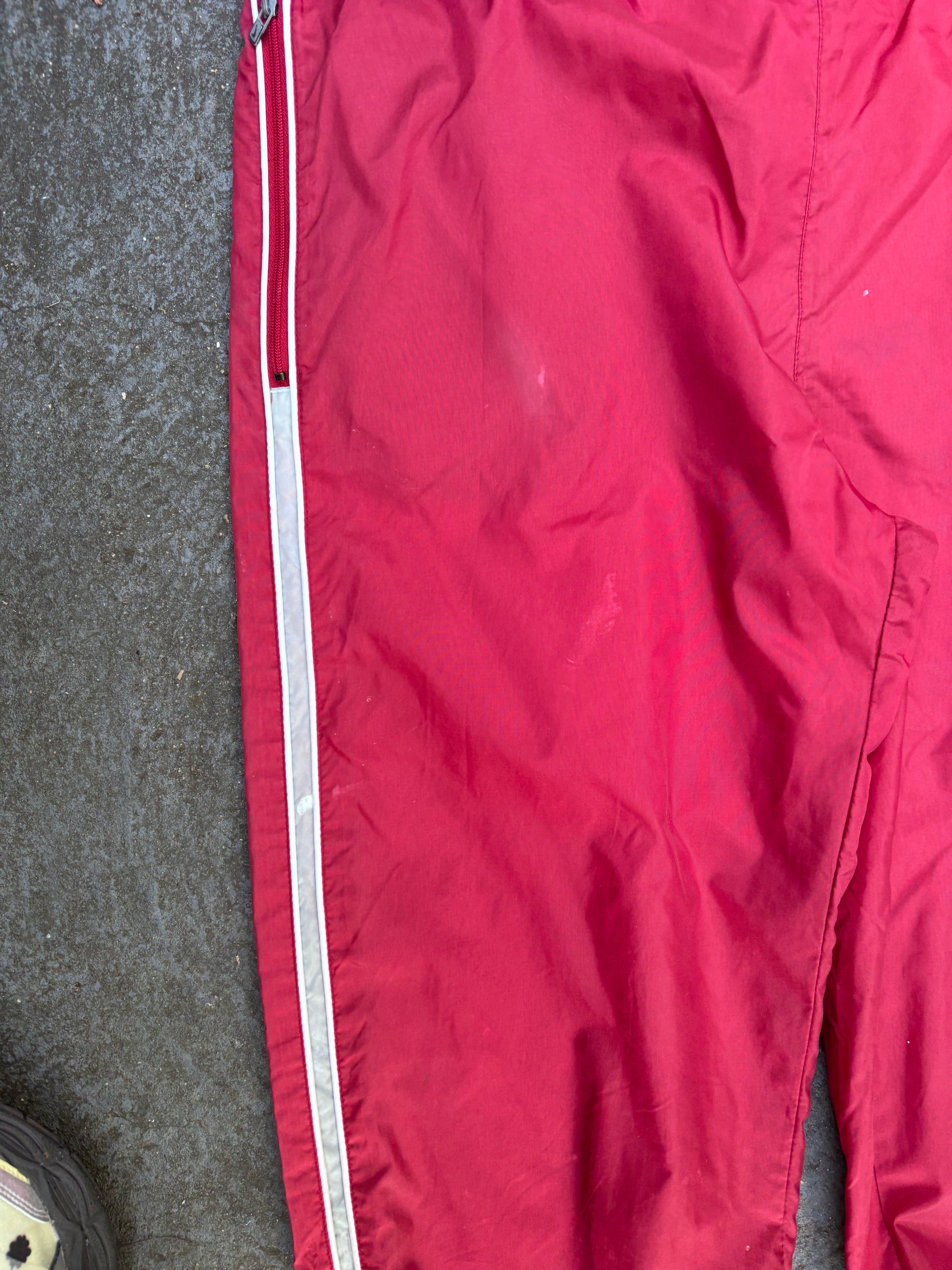 Vintage Y2K Nike Track Pants Womens M Red Grey White Detail Wide Leg Ankle Zip Logo